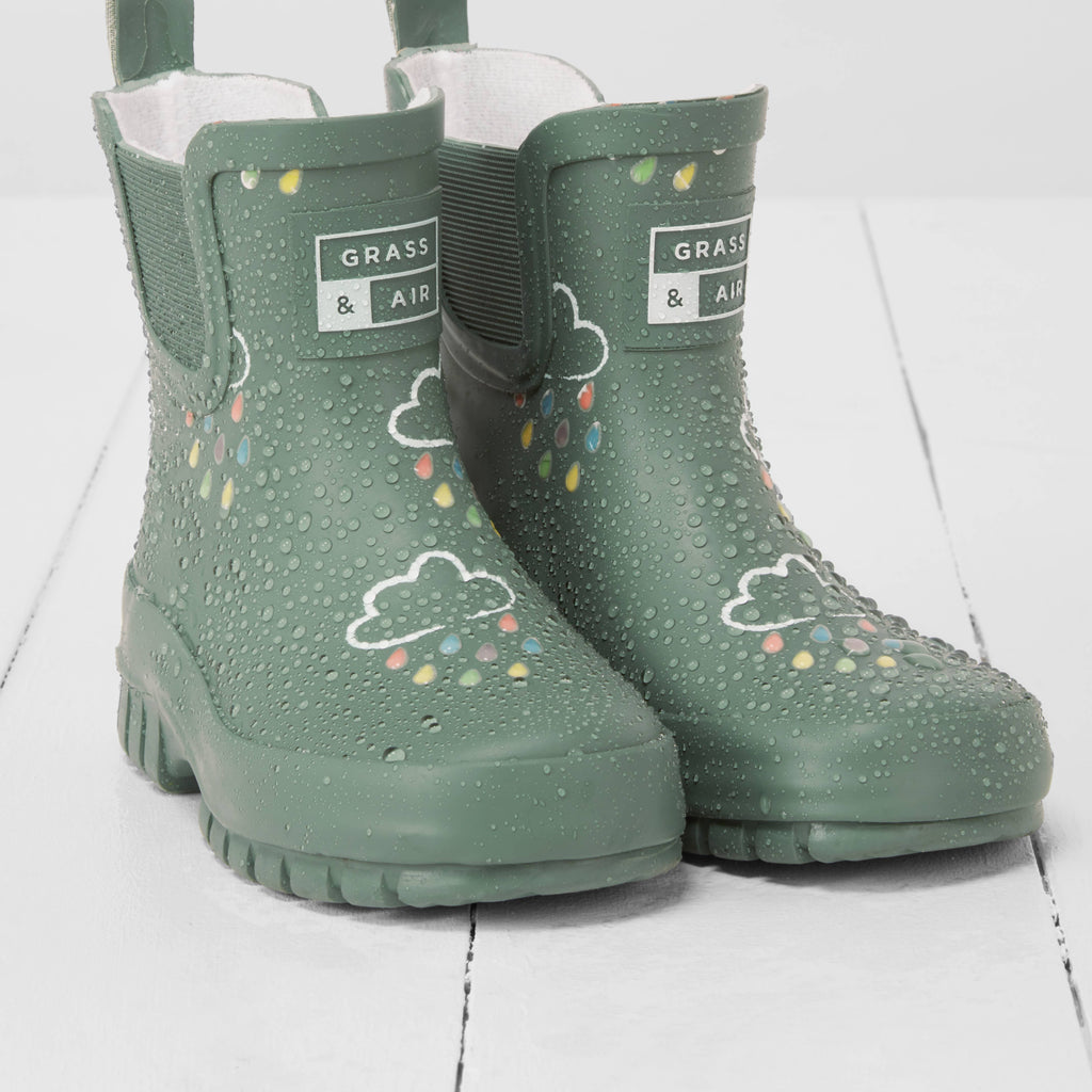 COLOUR CHANGING Kids Shortie Rainboots Army Green