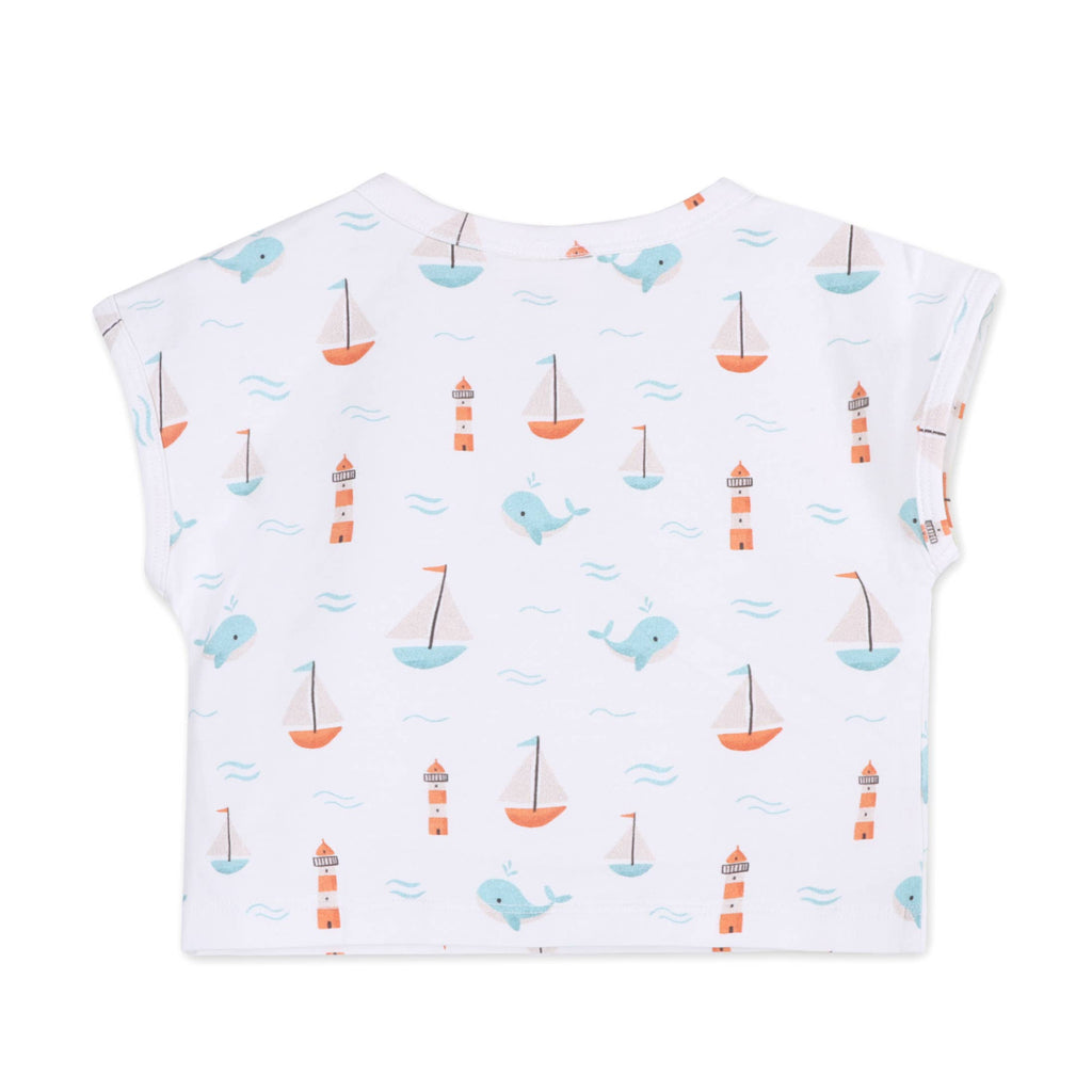 Sailboat Whales Baby Tee & Shorts Set Organic Jersey