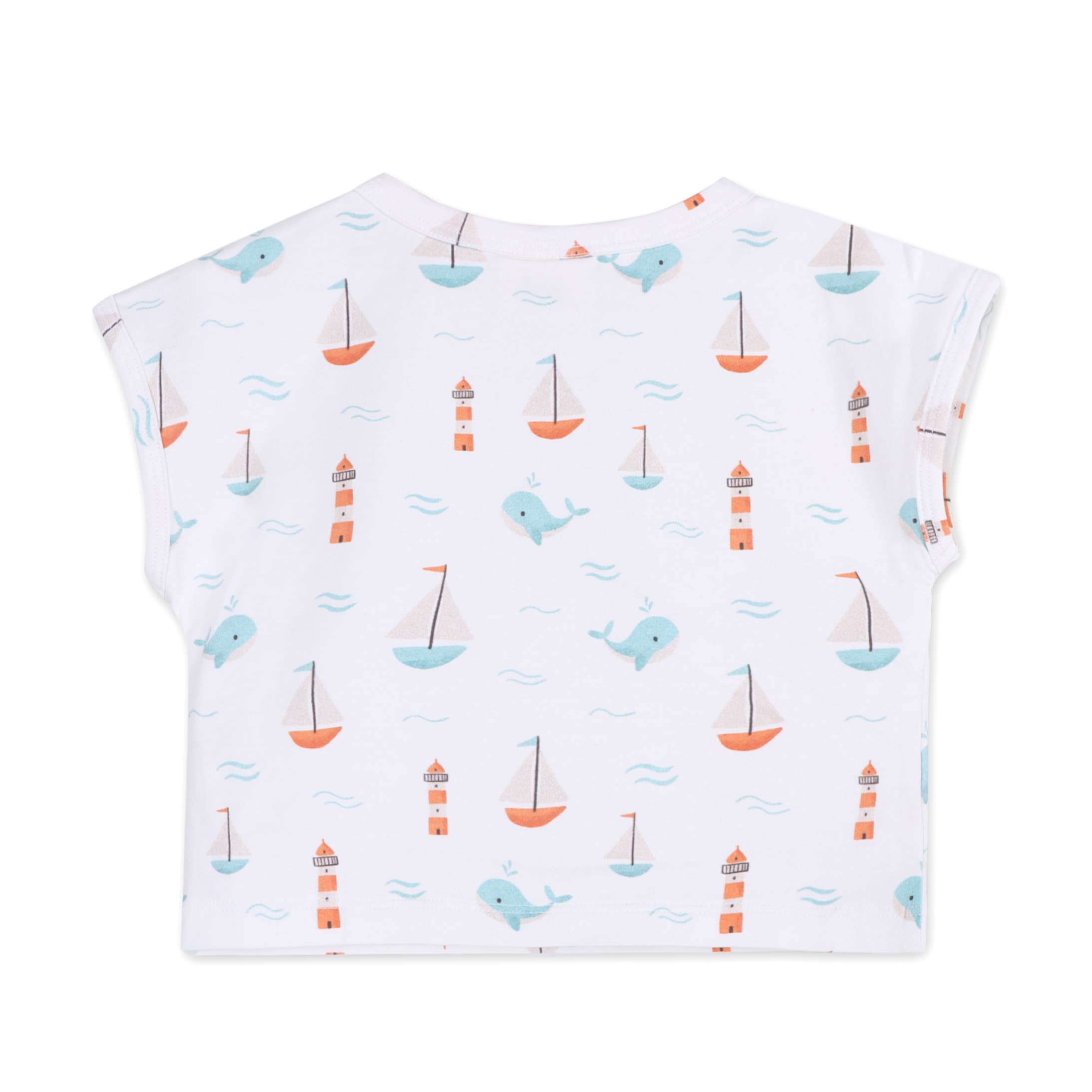 Sailboat Whales Baby Tee & Shorts Set Organic Jersey