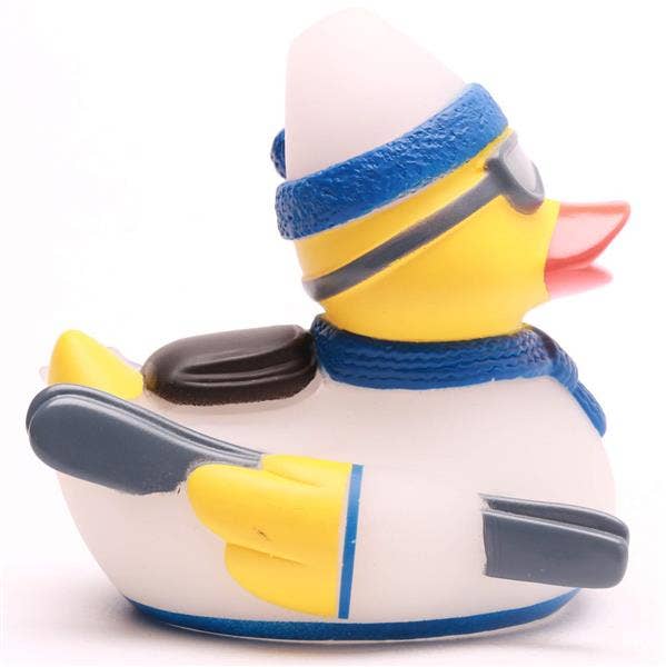 Bathing duck skier - blue - rubber duck