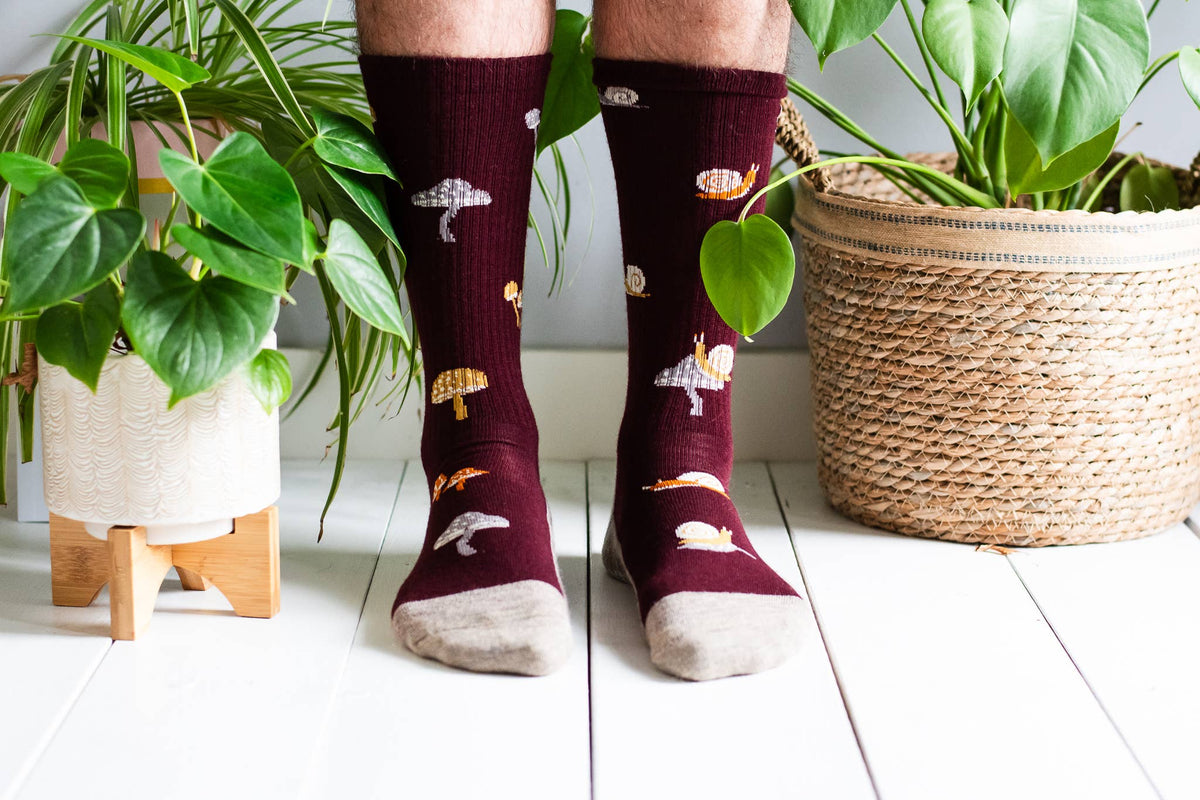 Women's Mushroom Merino Wool Socks - Comfy Hiking Socks