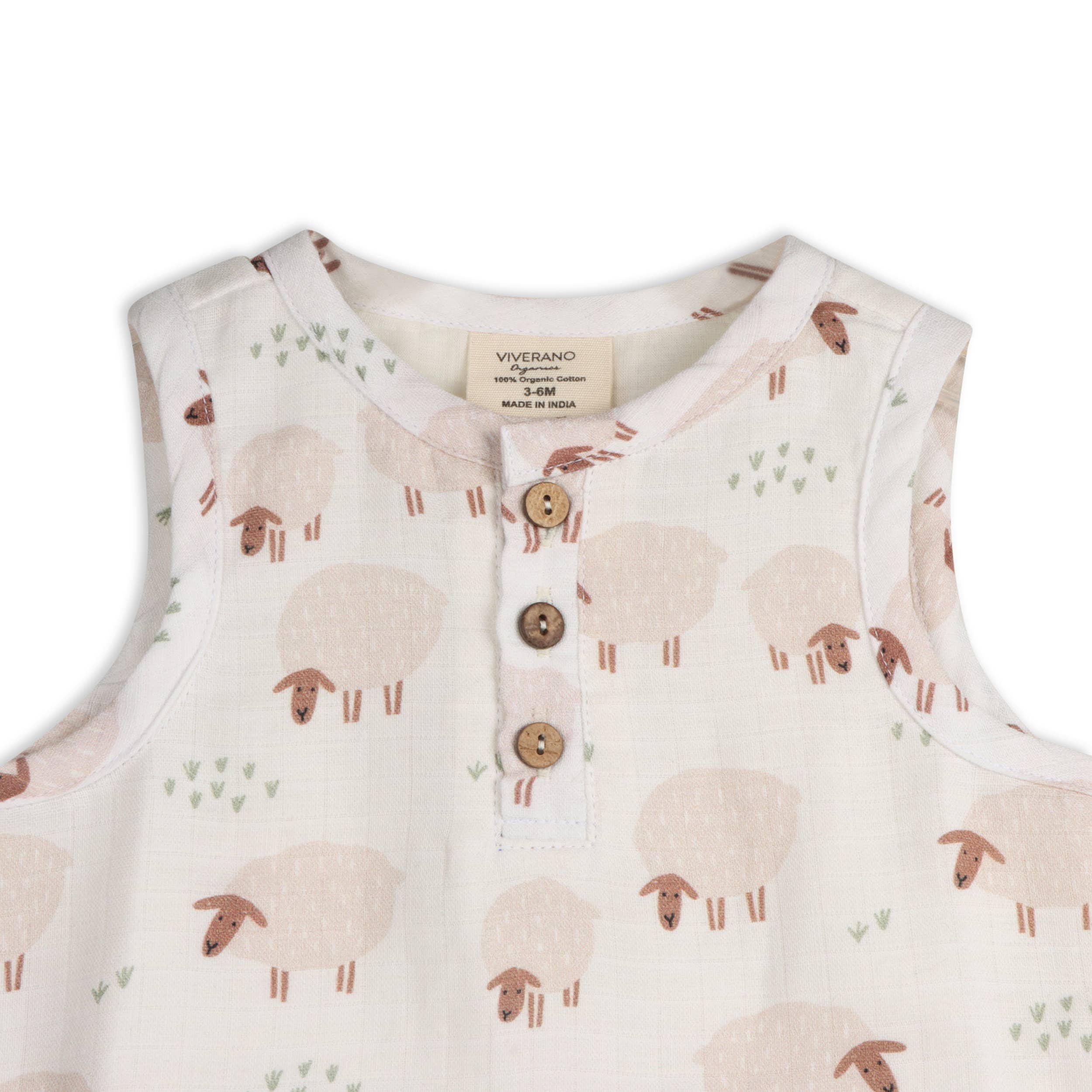 Sheep Baby Top & Bottom Organic Muslin