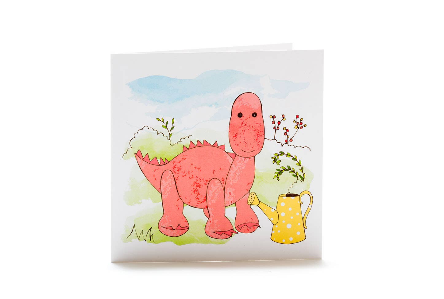 Hochet dinosaure diplodocus rose en coton biologique tricoté