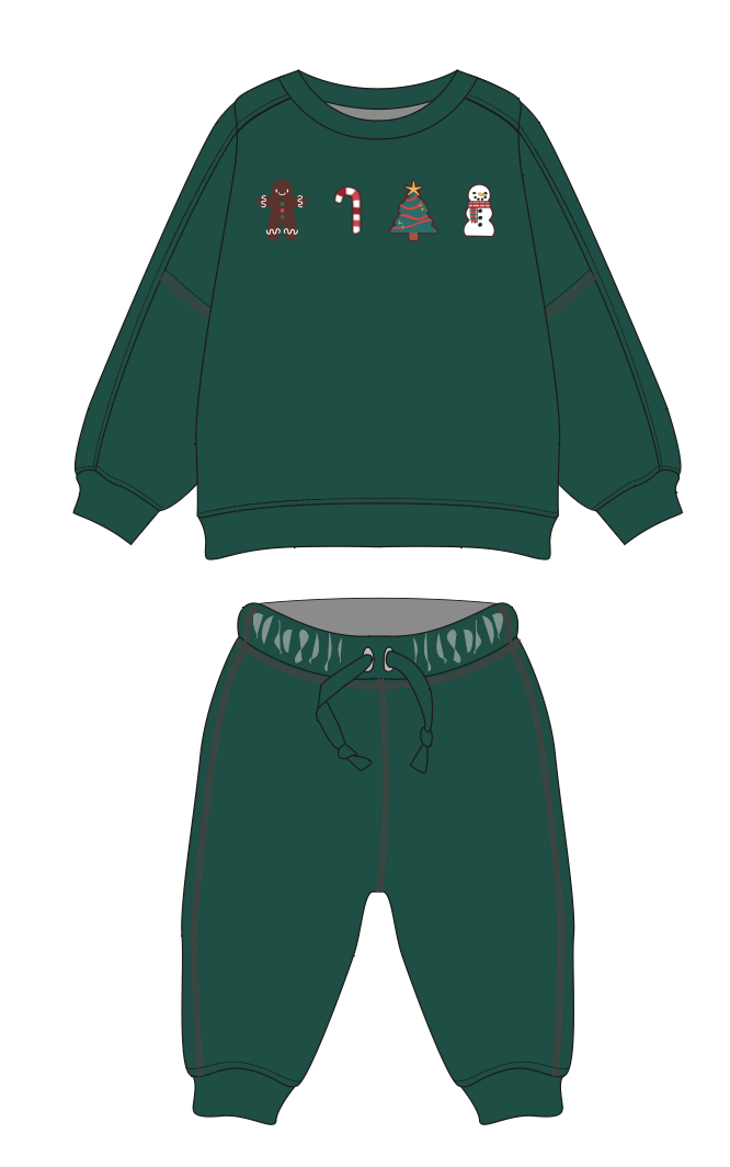 Holiday Kids Sporty Sweatsuit Cookie Sheet Organic Cotton