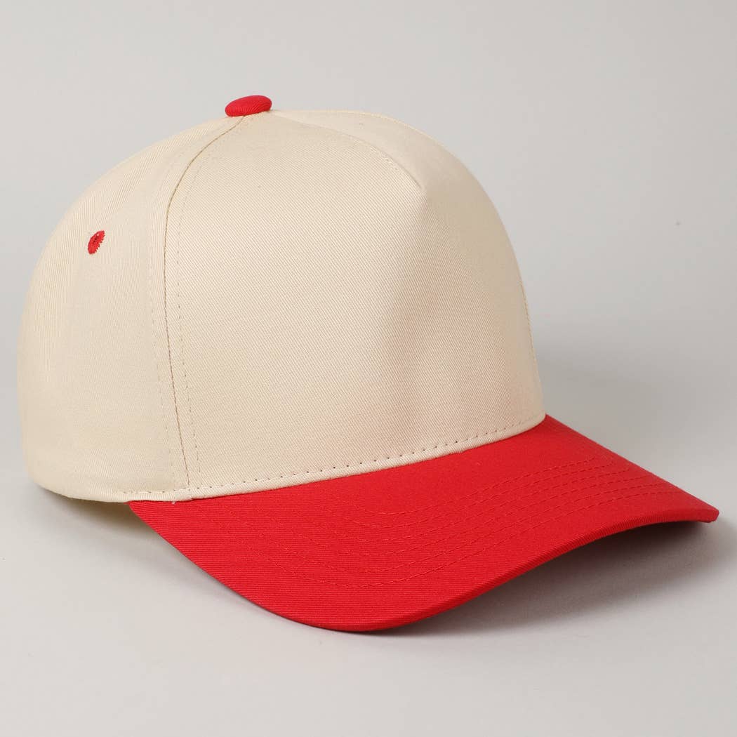 Kids Plain Two Tone Canvas Cotton Baseball Cap : HOT PINK / ONE SIZE