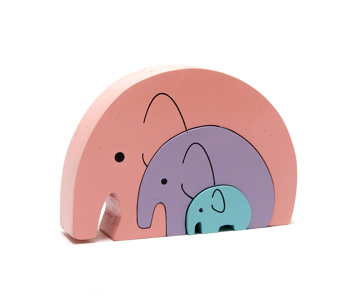Wooden Elephant Toy Pastel, Fair Trade Handmade