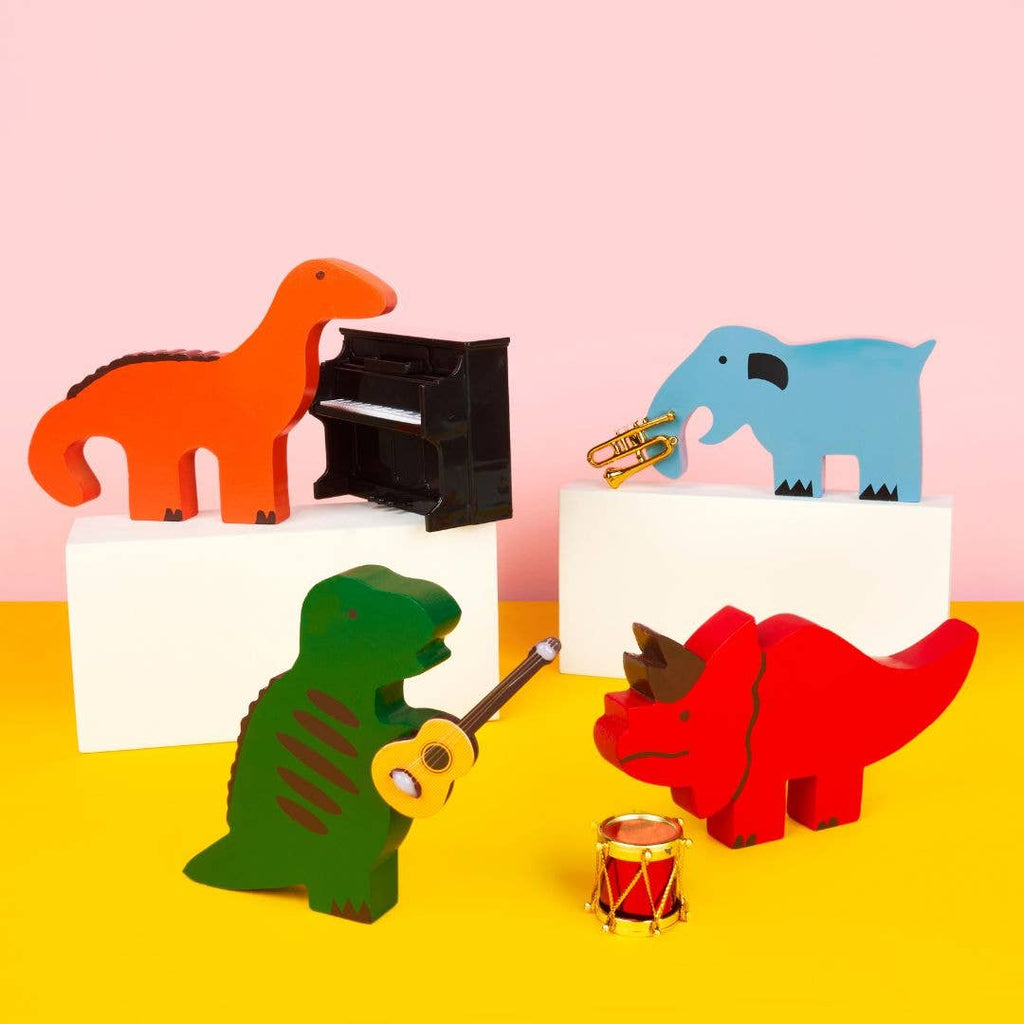 Fair Trade Handmade Wooden Dinosaur Toy Set - 4 pieces