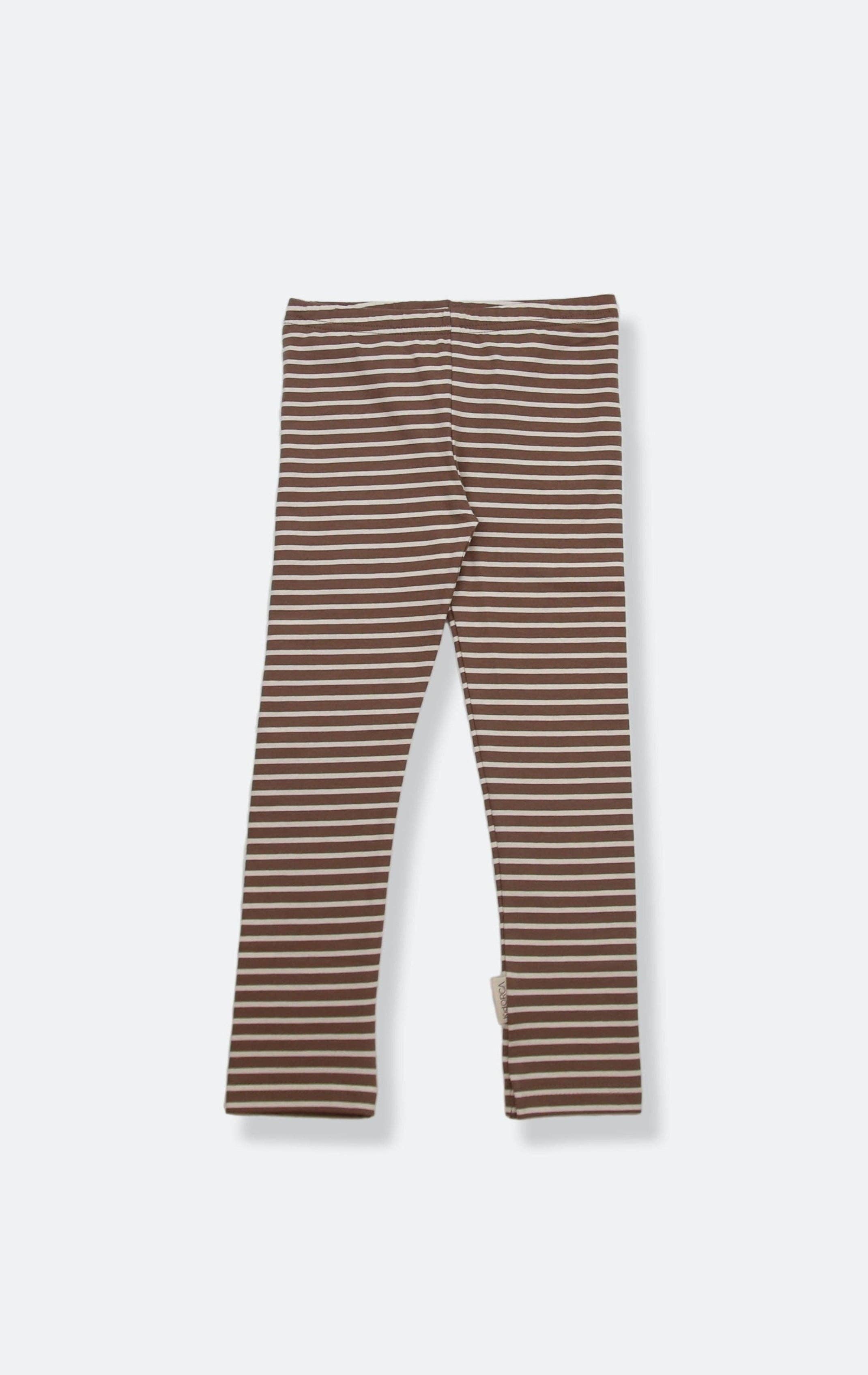 Kids Leggings – Organic Cotton – Stripe/Mocha