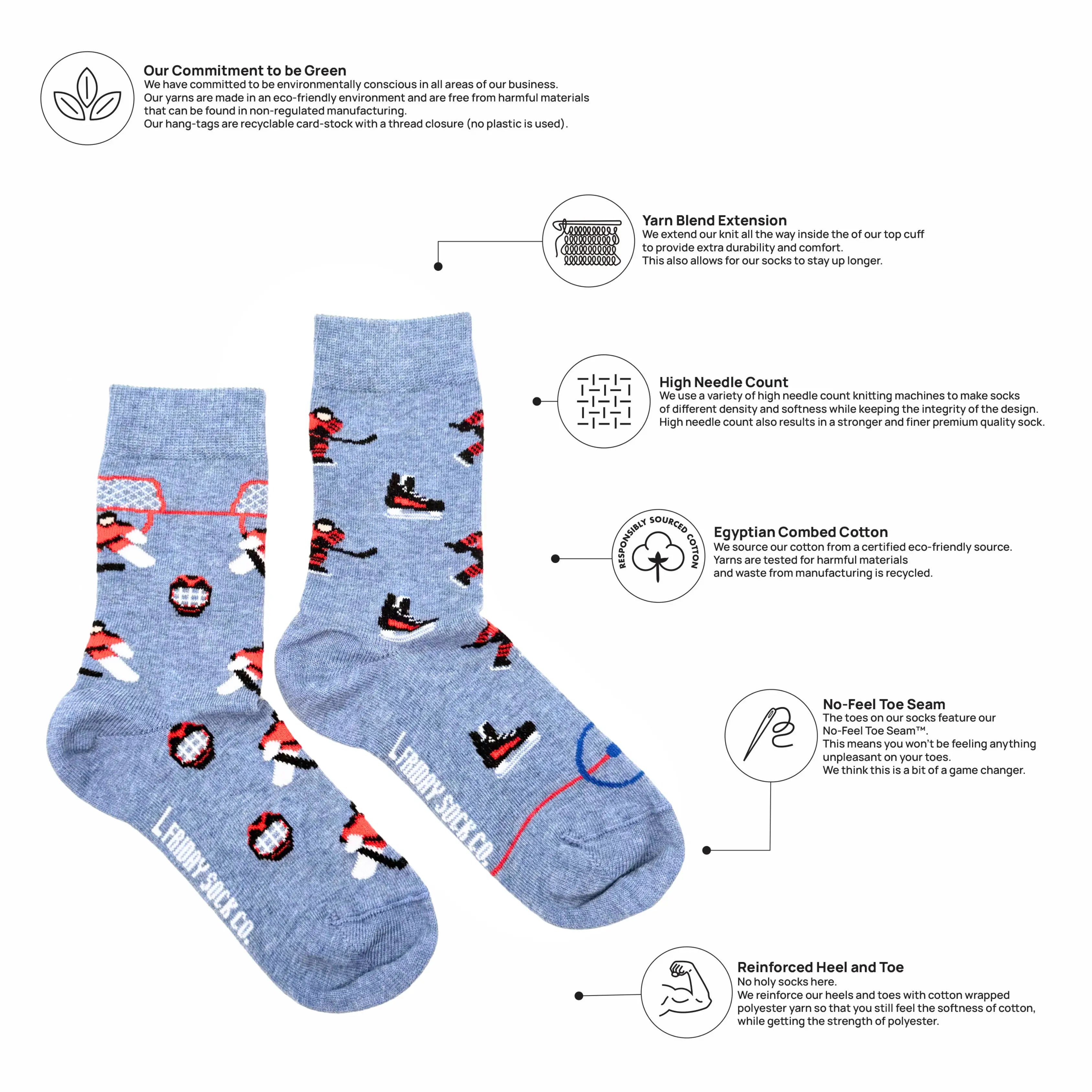 Kid's Hockey Crew Socks Playful Non-Matching: Player/Goalie