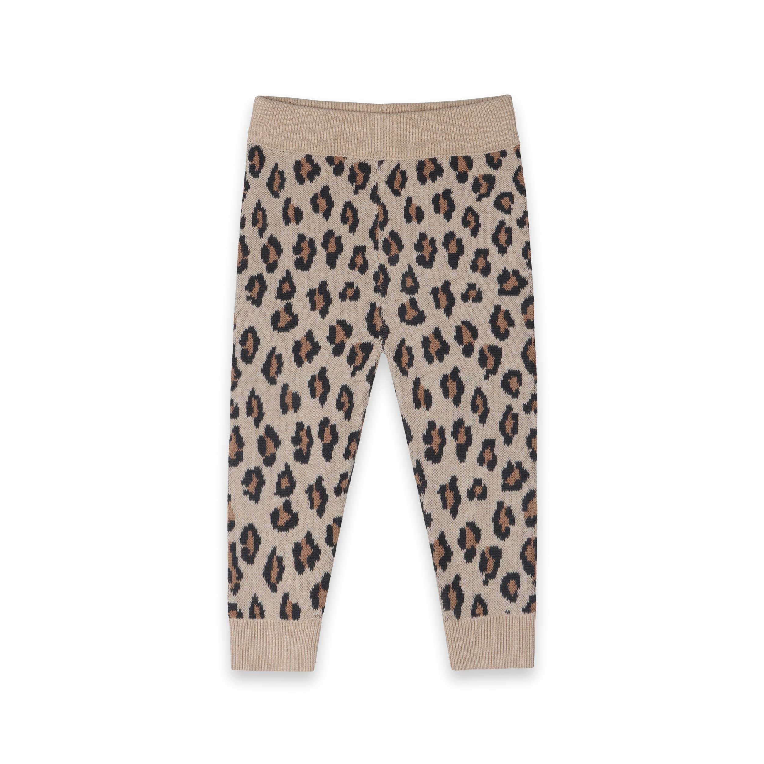 Leopard Jacquard Knit Baby Pocket Pants (Organic Cotton): Oatmeal Heather / 6-12M