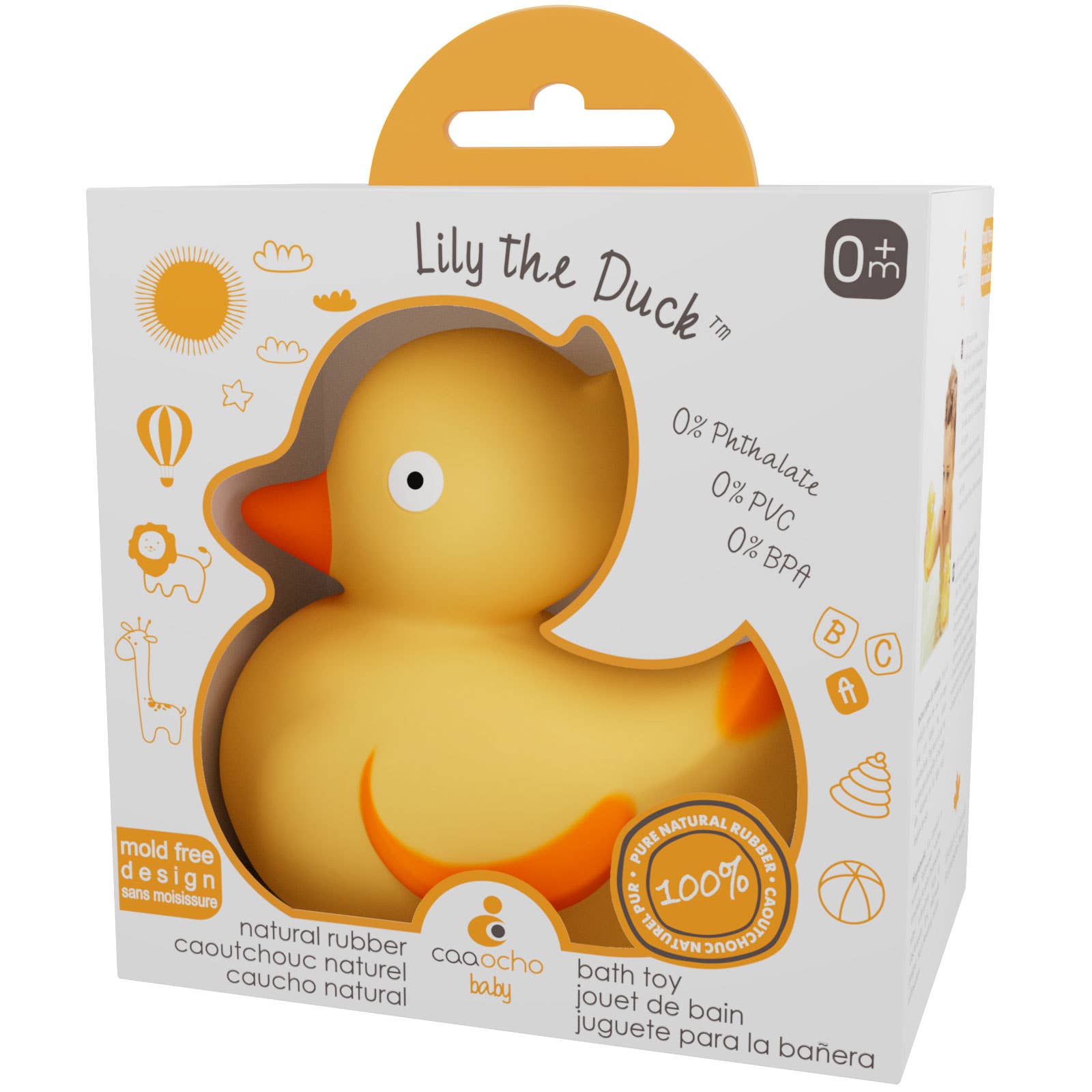 Natural Rubber Ducky Non-Toxic Bath Toy, Mold-free design
