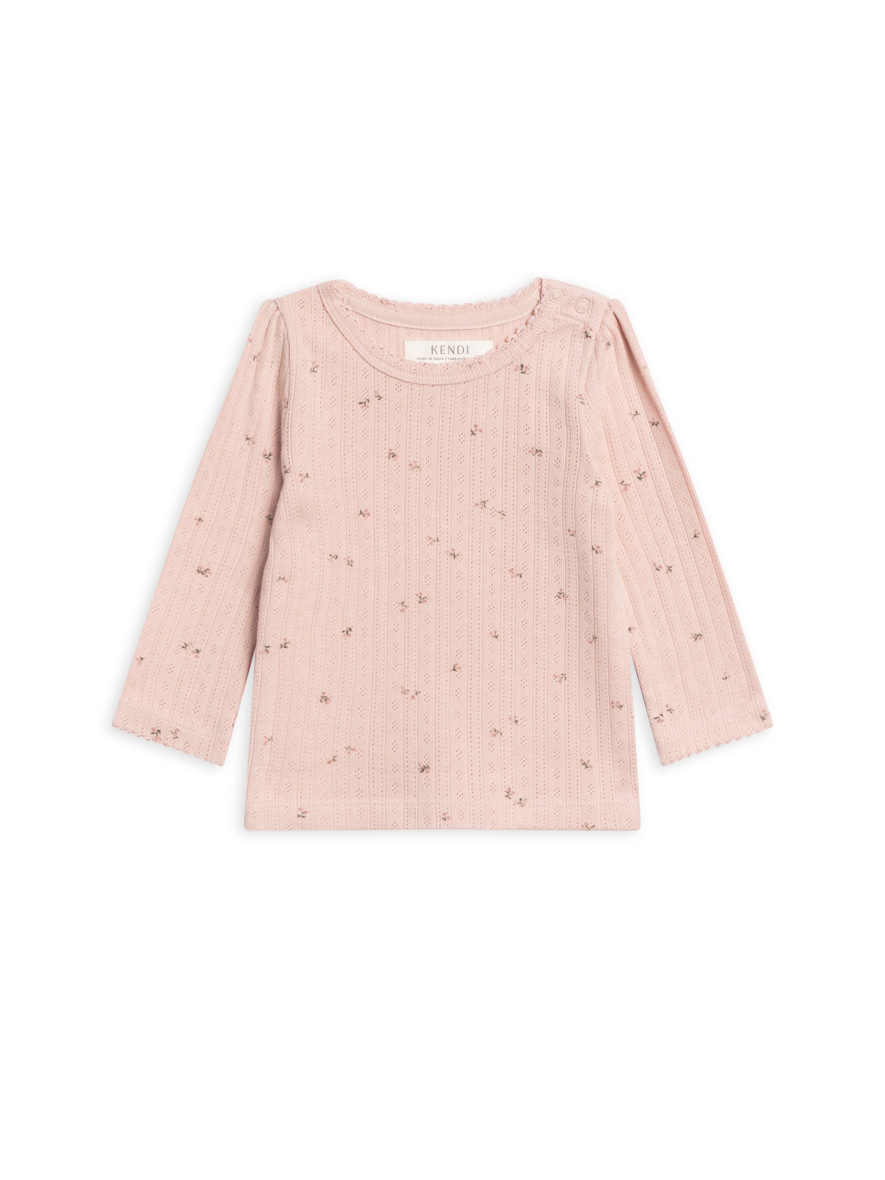 Kate Brushed Back Pointelle Long Sleeve Top: Haran Floral