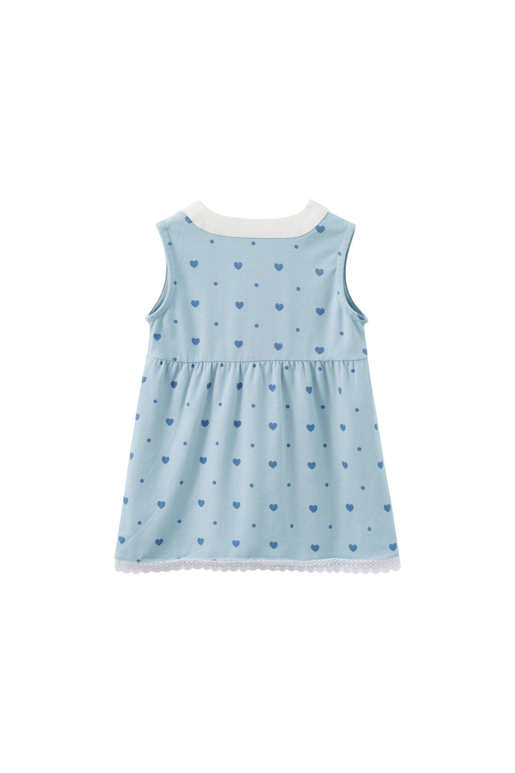 Girl Ruffle Tank Dress-Blue Hearts