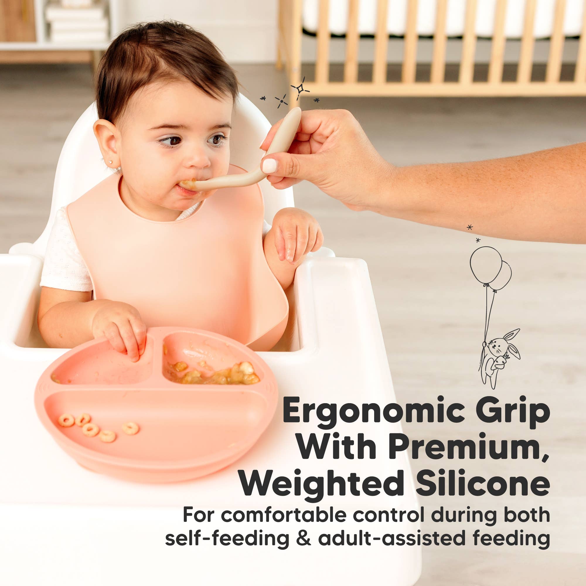 3-Pack Prep Silicone Baby Spoons for Toddlers 6-24 months: Slate