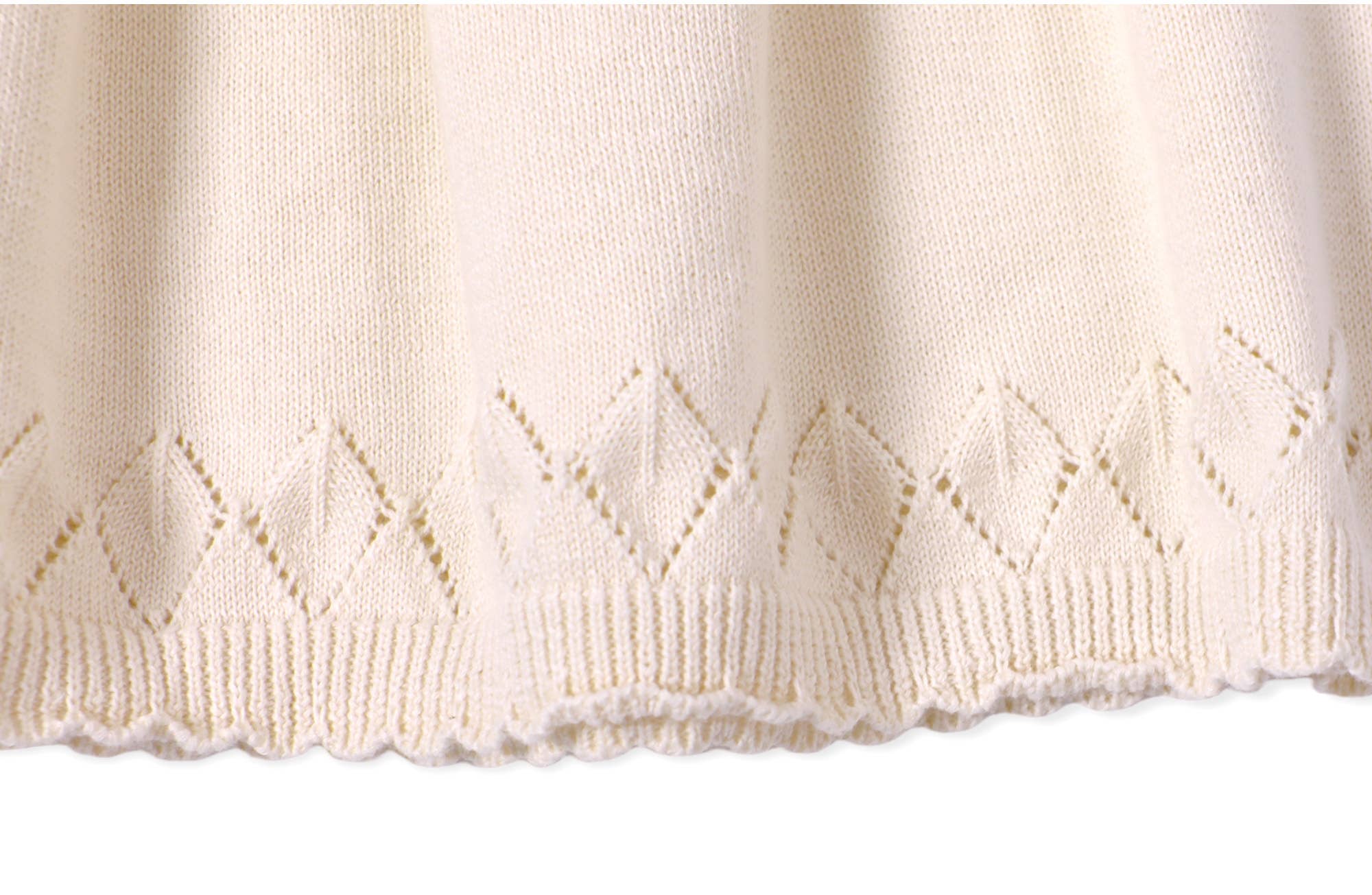 Milan Pointelle Sweater Knit Baby Dress Organic Cotton : Cream