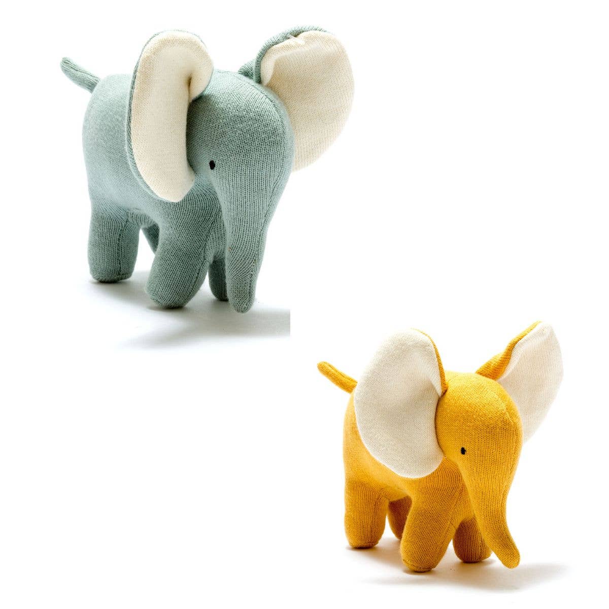 Ellis the Elephant Plush Toy Knitted Organic Cotton Mustard