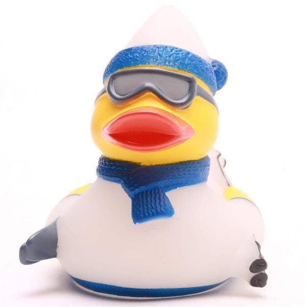 Bathing duck skier - blue - rubber duck