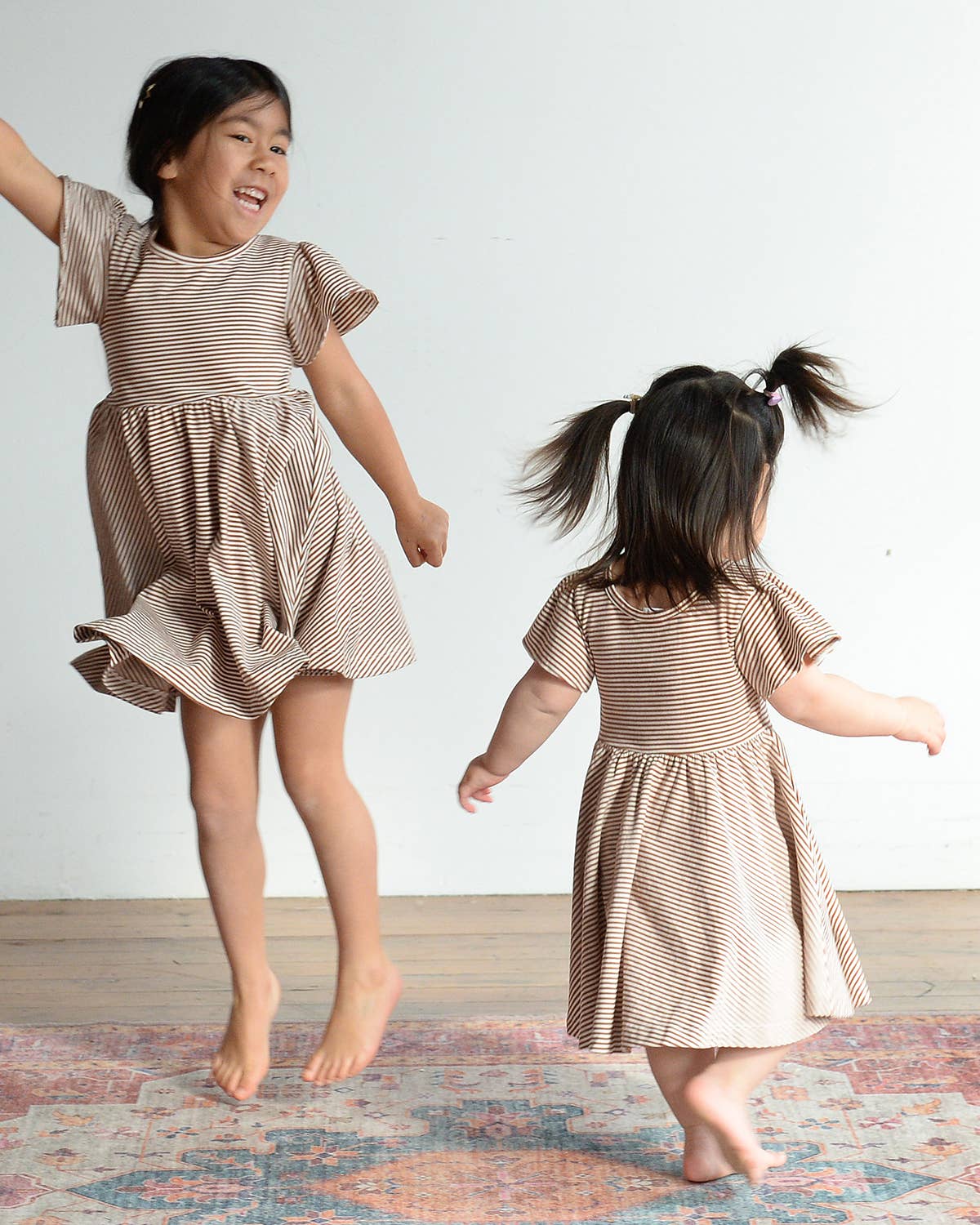 Twirl Dress- Toffee Stripe