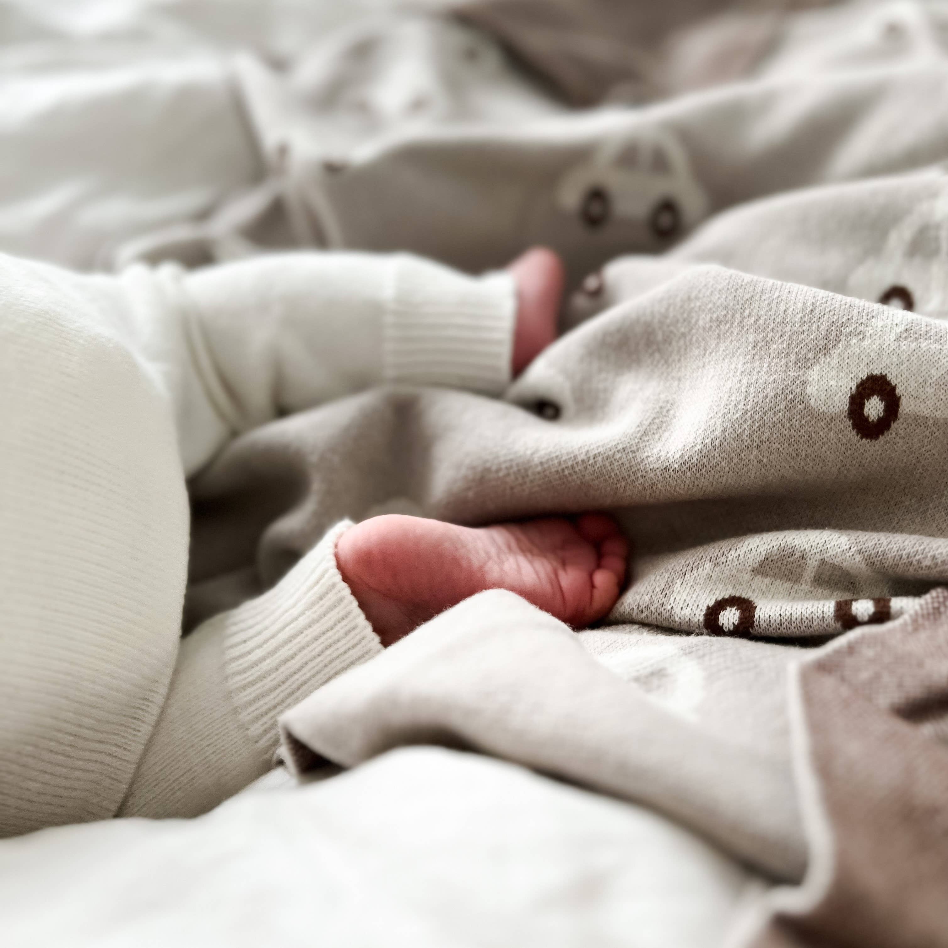100% Luxury Cotton Receiving Swaddle Baby Blanket - Cars: Cream