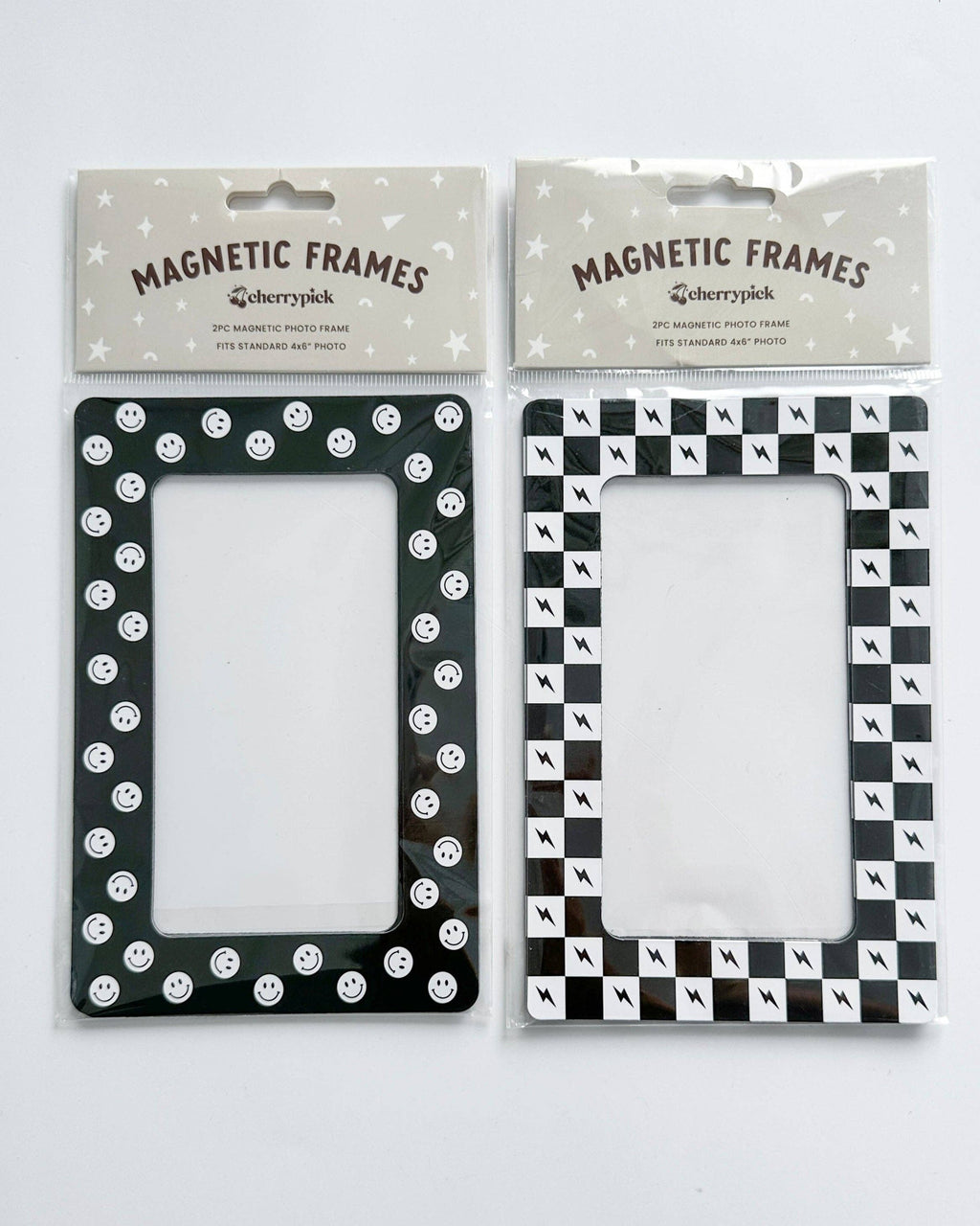 Magnetic Photo Frames (2-Pack): Monochrome Smileys