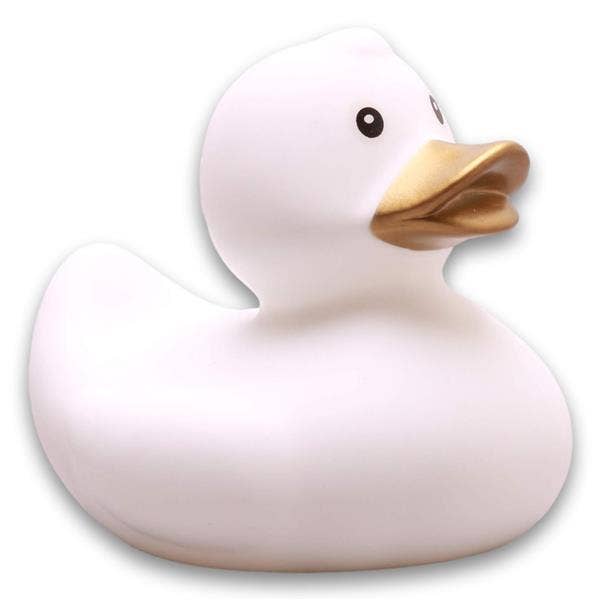 White bath duck with golden beak - rubber duck