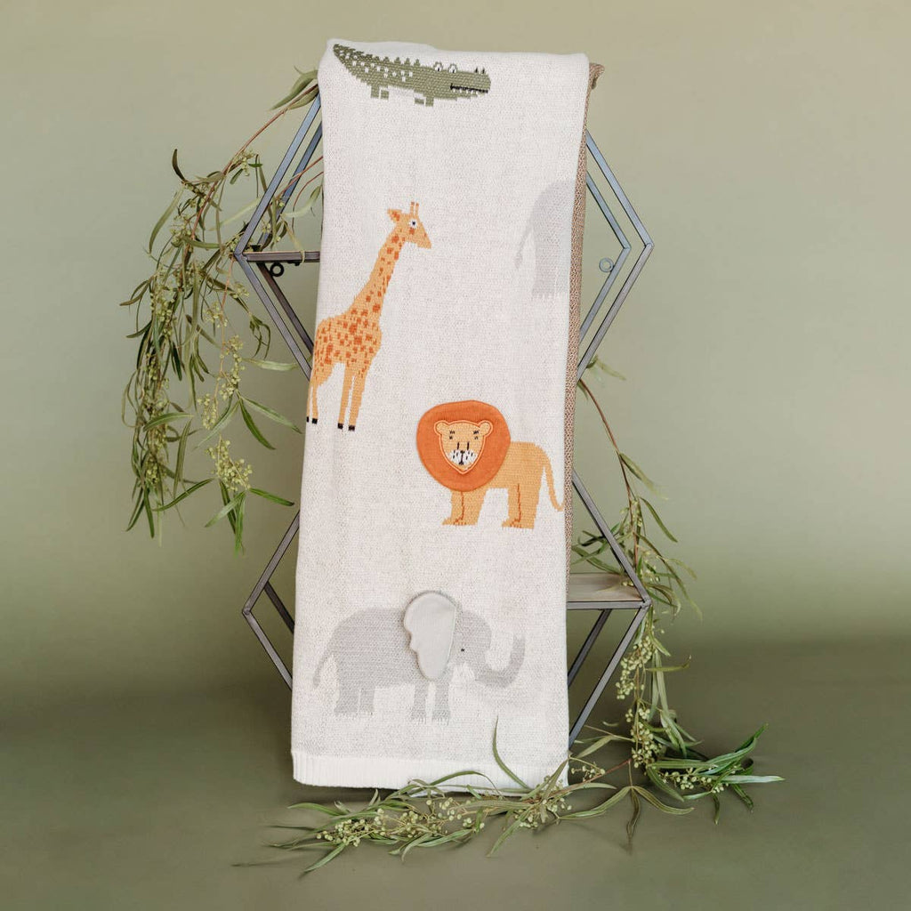 Savannah-Organic 3D Jacquard Sweater Knit Baby Blanket: One Size