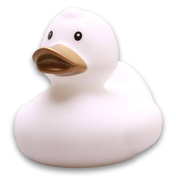 White bath duck with golden beak - rubber duck