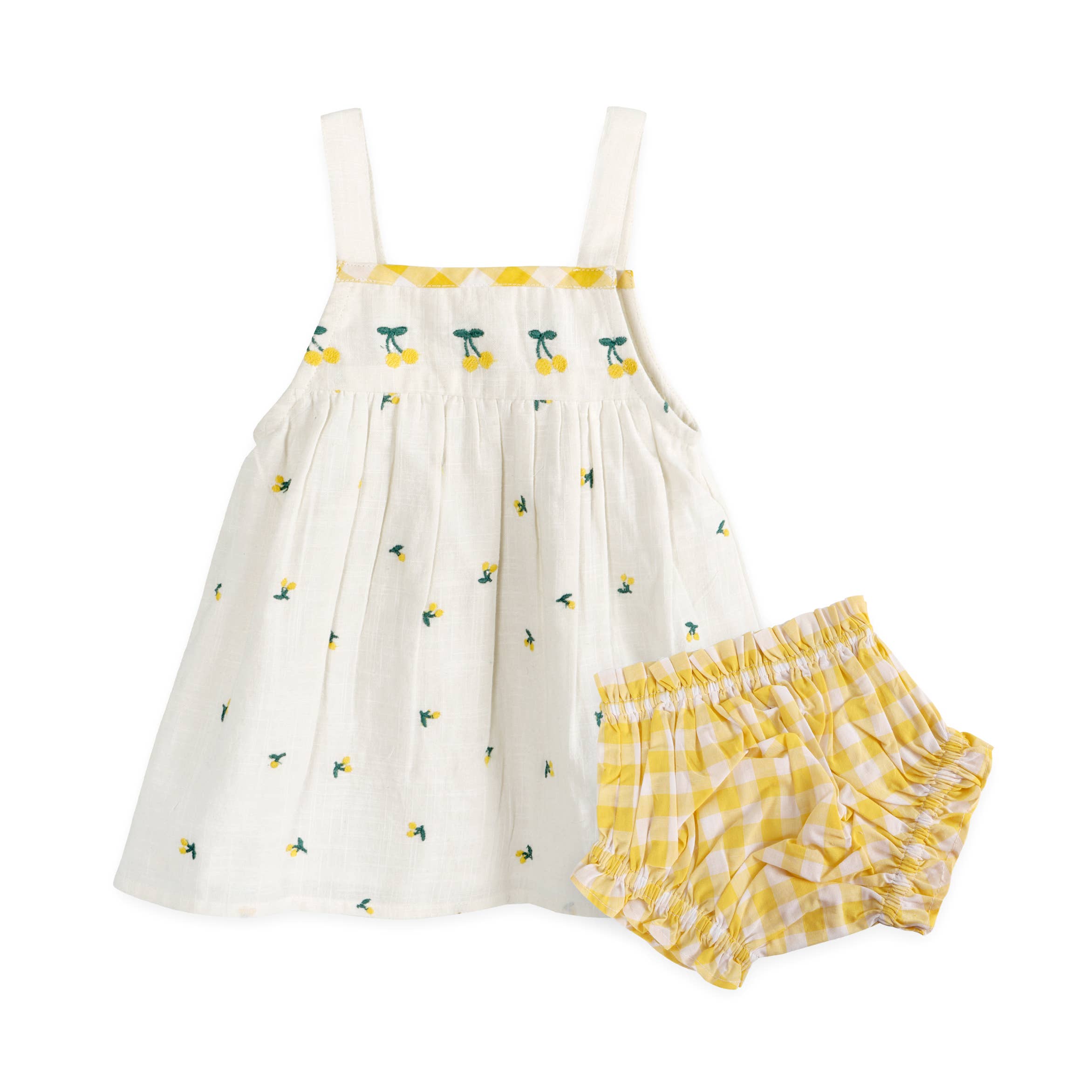 Lulu Embroidered Baby Dress + Bloomer (Organic): Natural