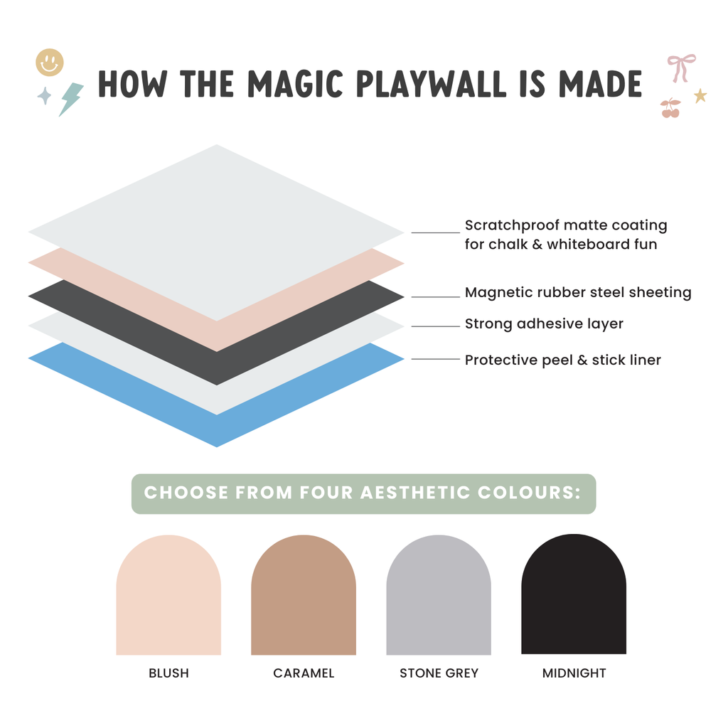 Grey MINI Magic Playwall - Arch Magnetic Art Wall Decal for Small Spaces