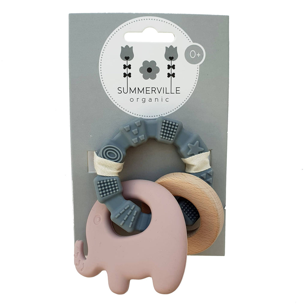 Baby Silicone Teether Toy Elephant Pale Mauve