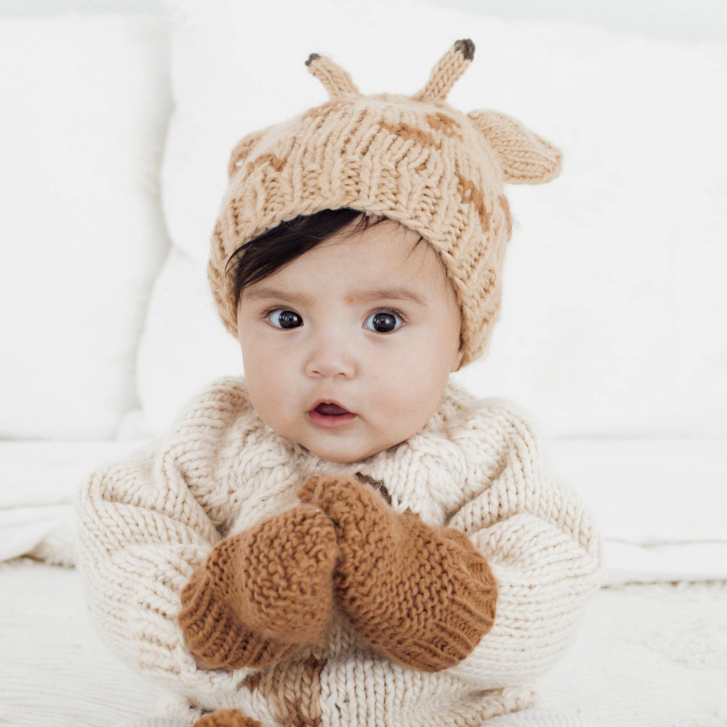 Garter Stitch Mittens Pecan for Toddlers & Kids: M (6-24 months)