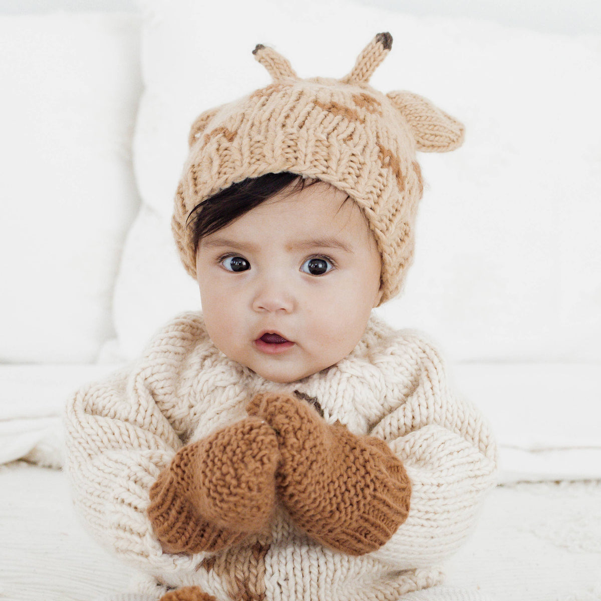 Garter Stitch Mittens Pecan for Toddlers & Kids: M (6-24 months)