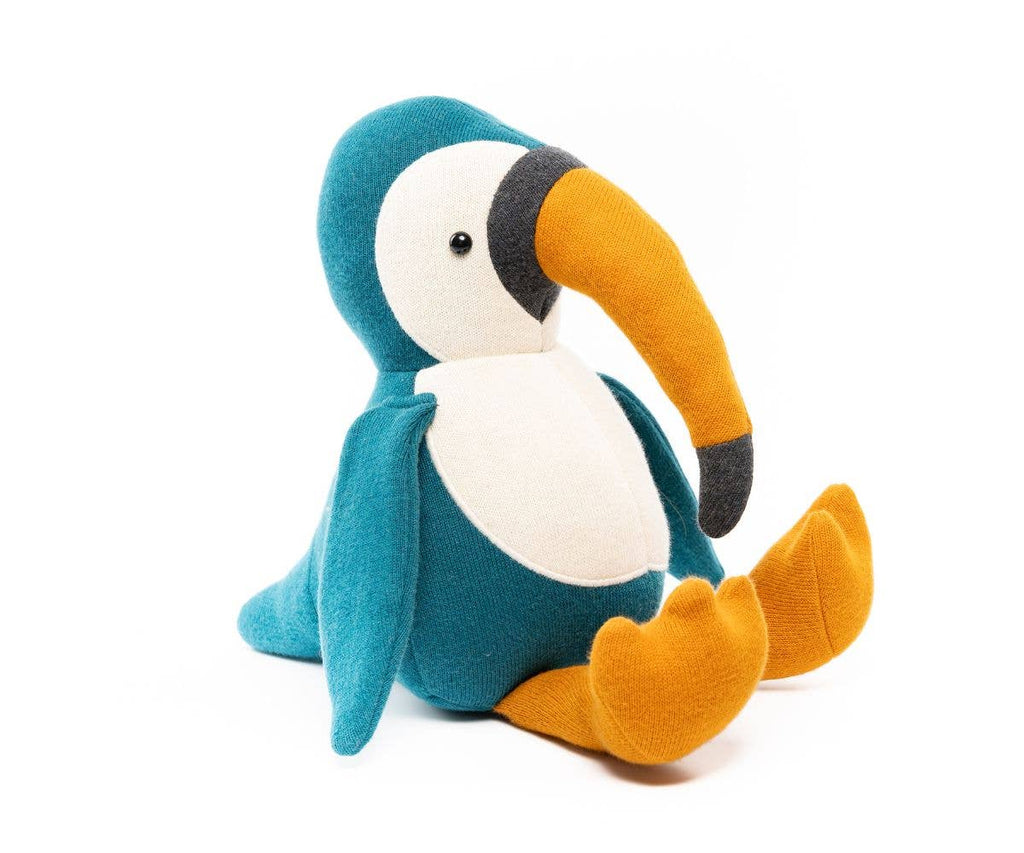 Large Organic Cotton  Toucan Soft Toy in Blue