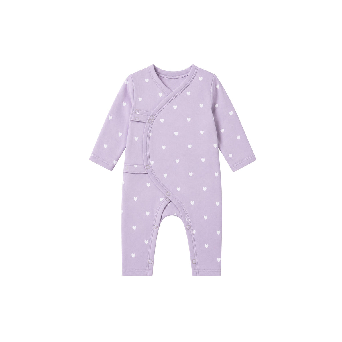 Baby Organic Kimono Bodysuit-Lilac Hearts