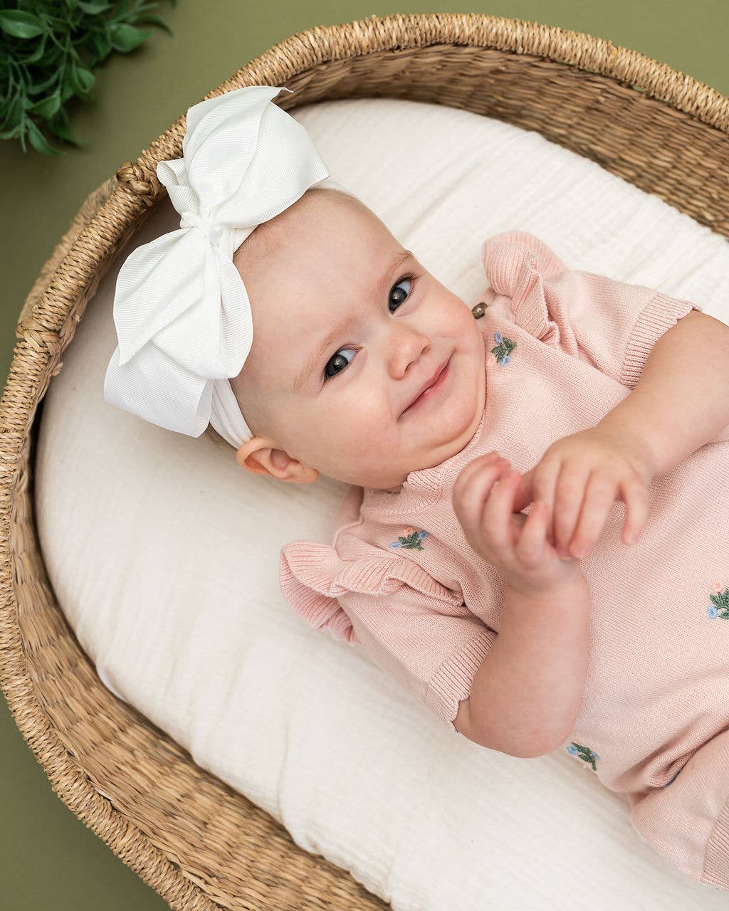 Floral Embroidered Organic Short Sleeve Ruffle Dress Baby Pink