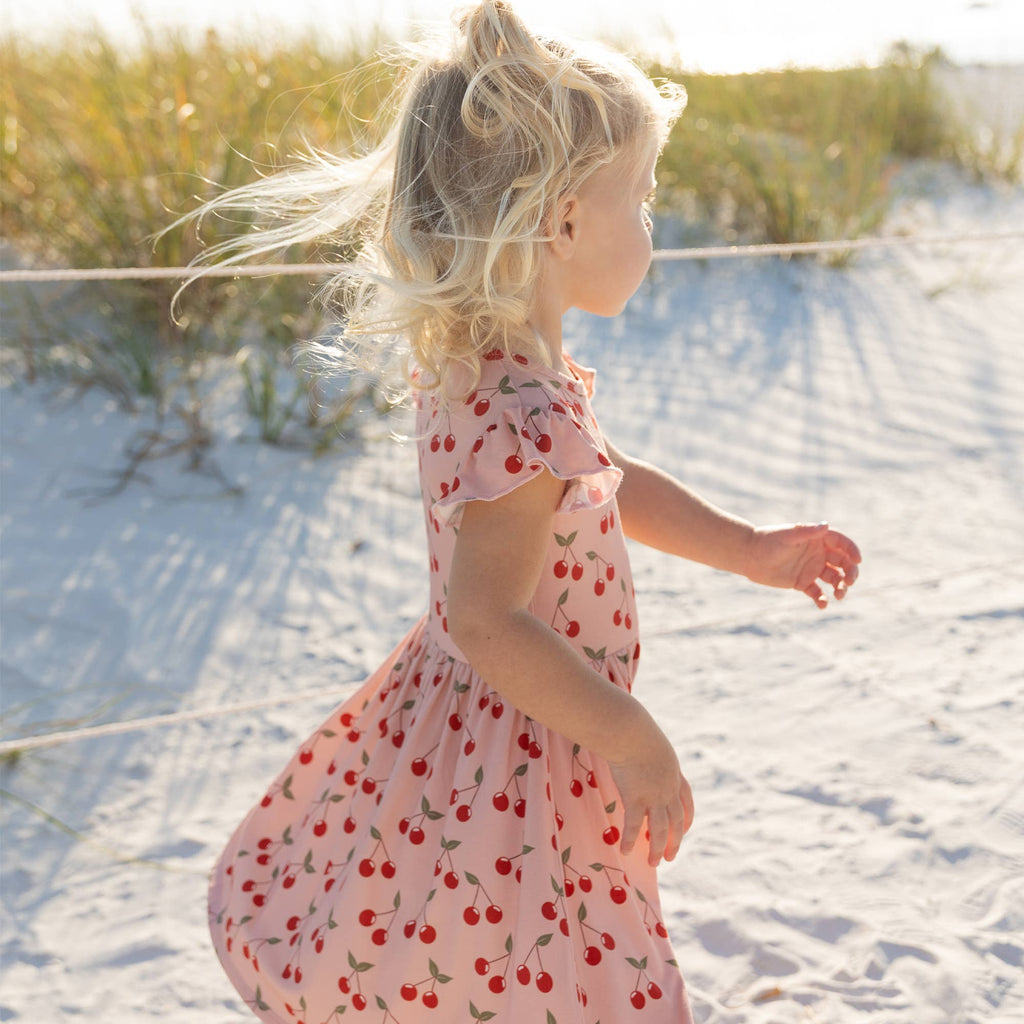 Very Cherry Short Sleeve Bamboo Twirl Dress