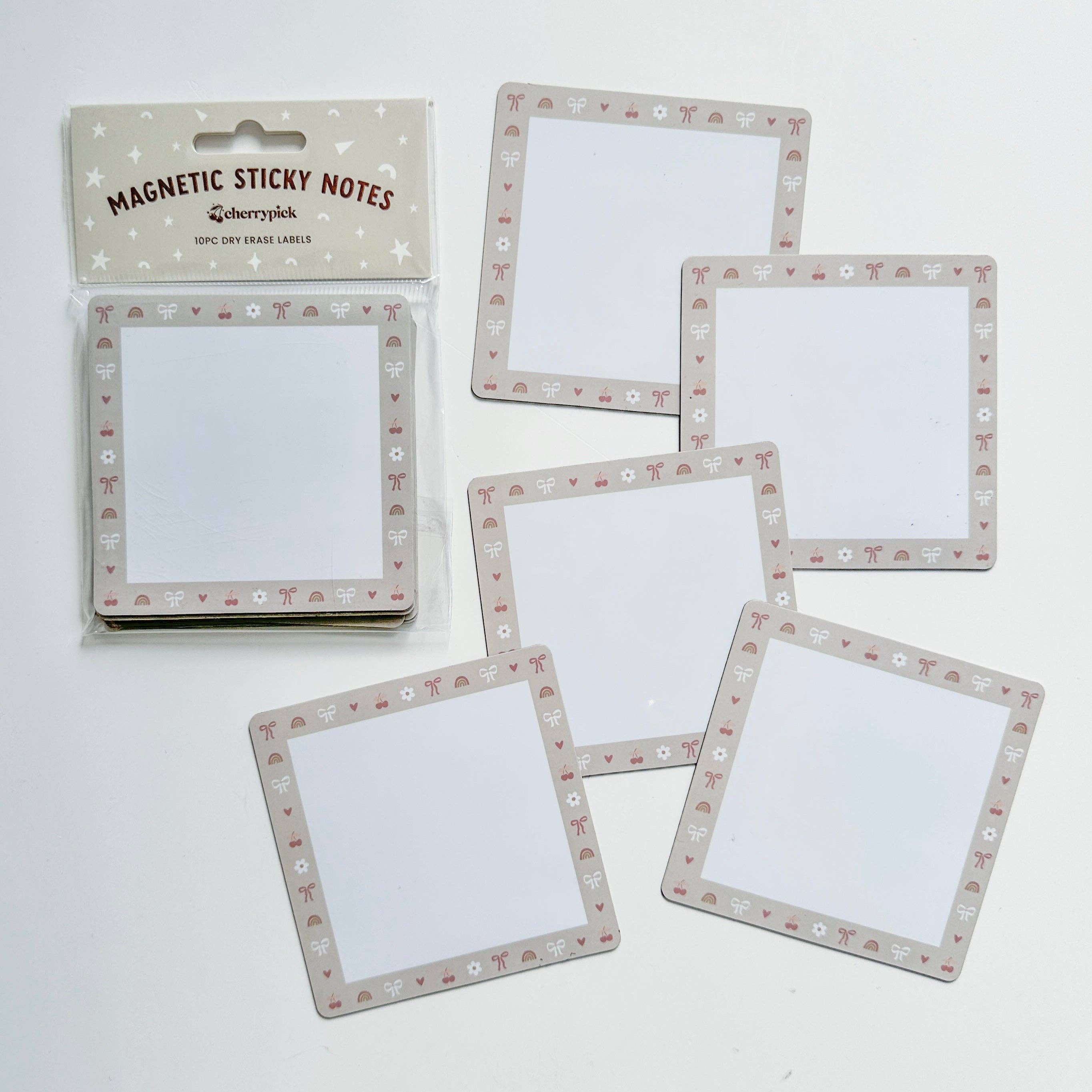 Magnetic Sticky Notes (10pc Dry Erase Labels): Bows