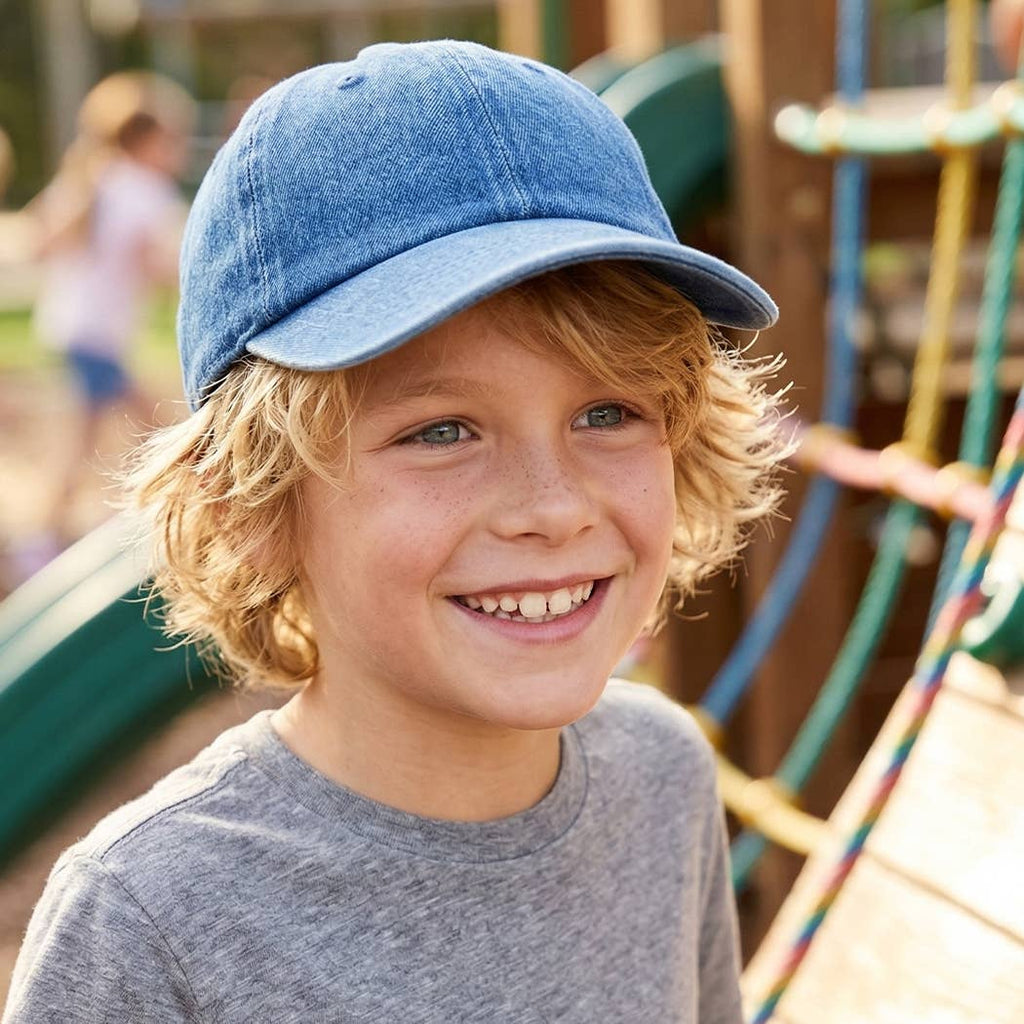 Kids Washed Low Profile Cotton Baseball Cap: LIGHT DENIM / 4 to 7