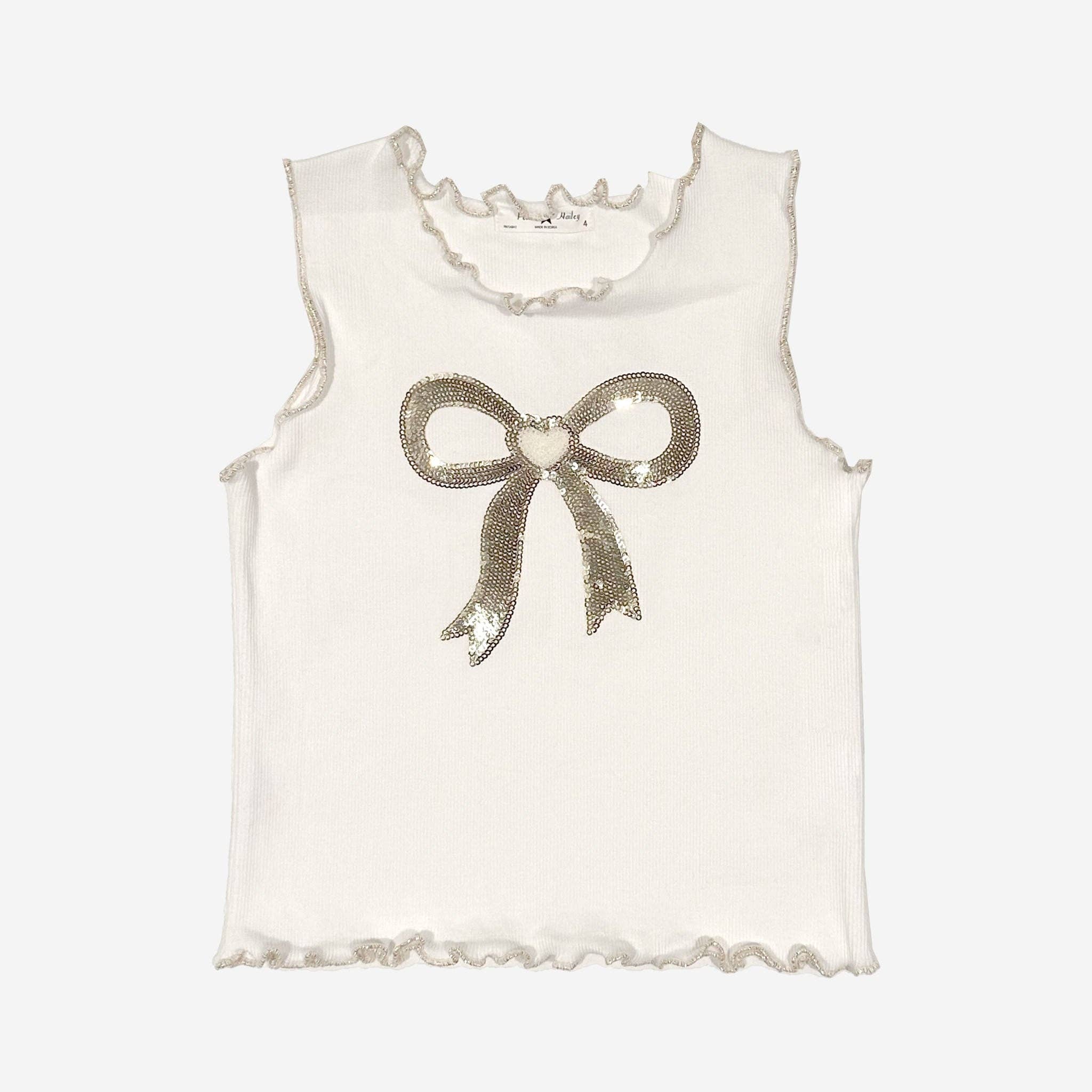 Gold Bow Tanktop: White