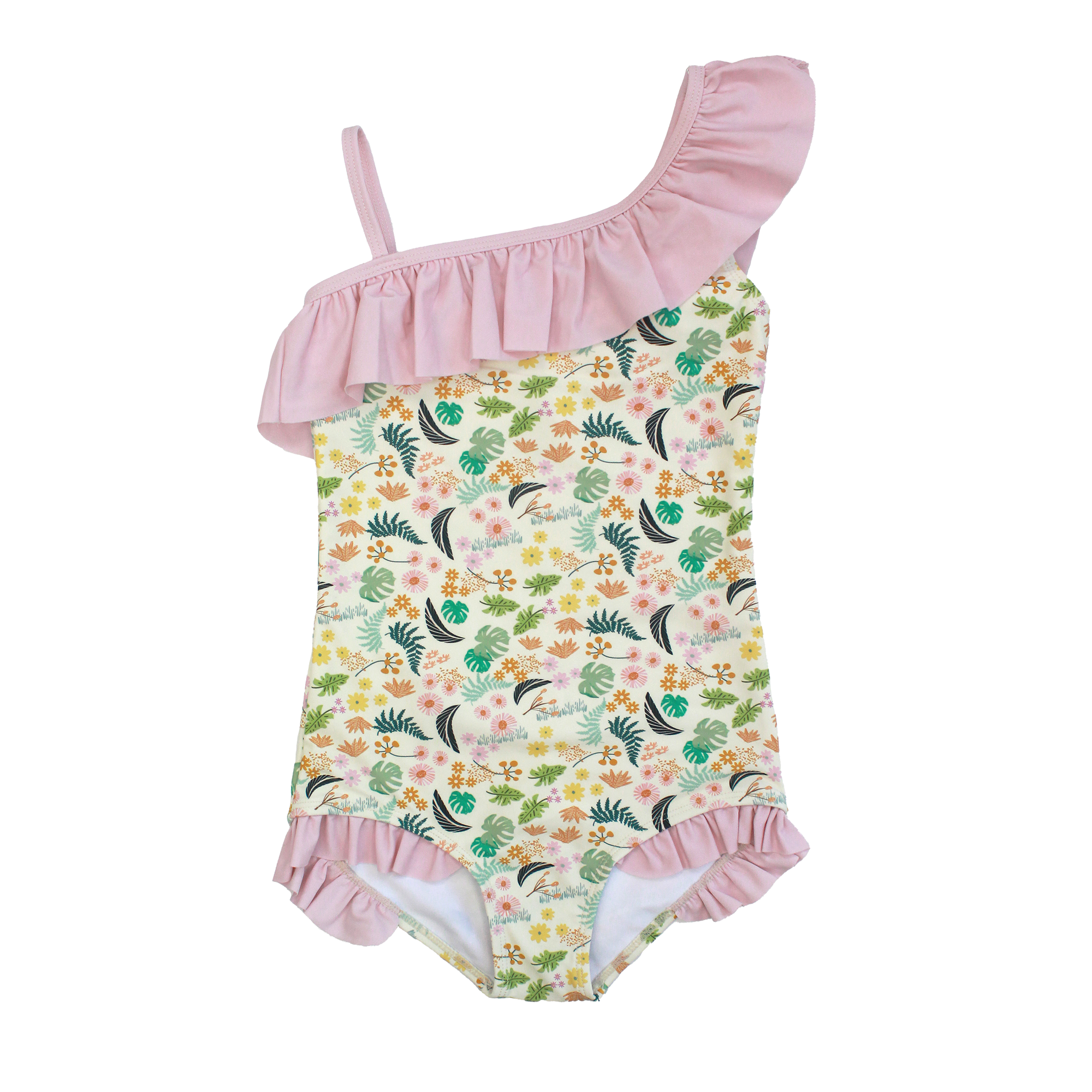 Tropical Blooms Ruffle One Piece Swimsuit