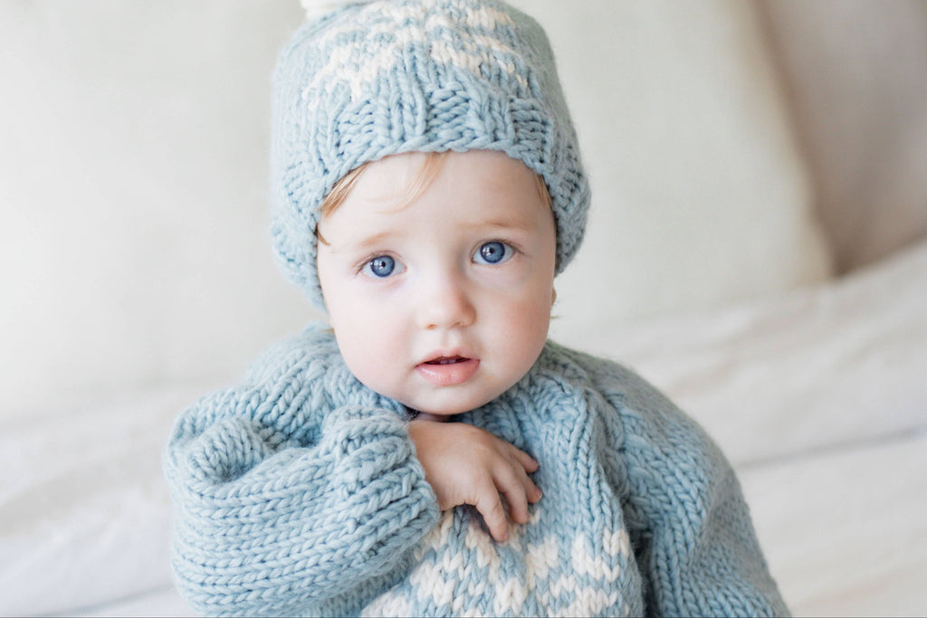 Snowflake Surf Blue Crew Neck Sweater for Baby & Toddler
