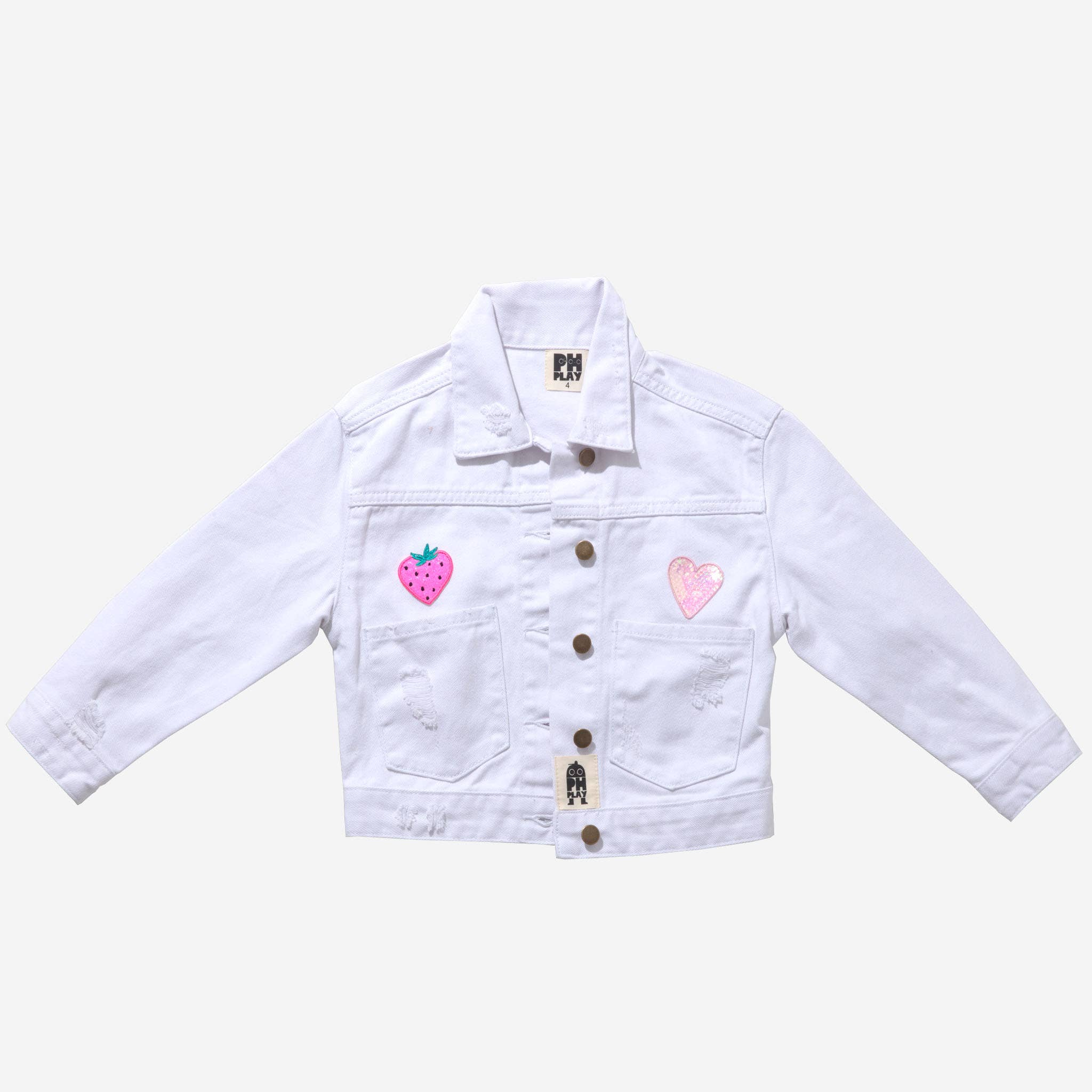 Patched Denim Jacket: White Bow