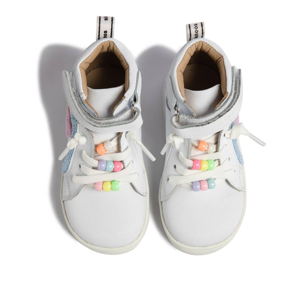 WONDERWALL - SHOOSHOOS TODDLER KIDS LEATHER SNEAKER: WHITE