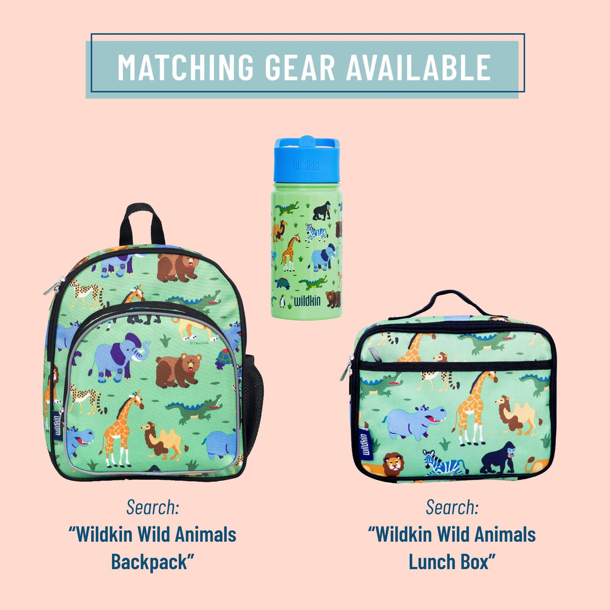 Bouteille en acier de 14 oz avec animaux sauvages