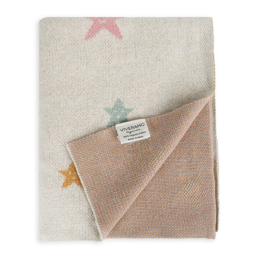 Stars - Organic Cotton Jacquard Sweater Knit Baby Blanket: One Size