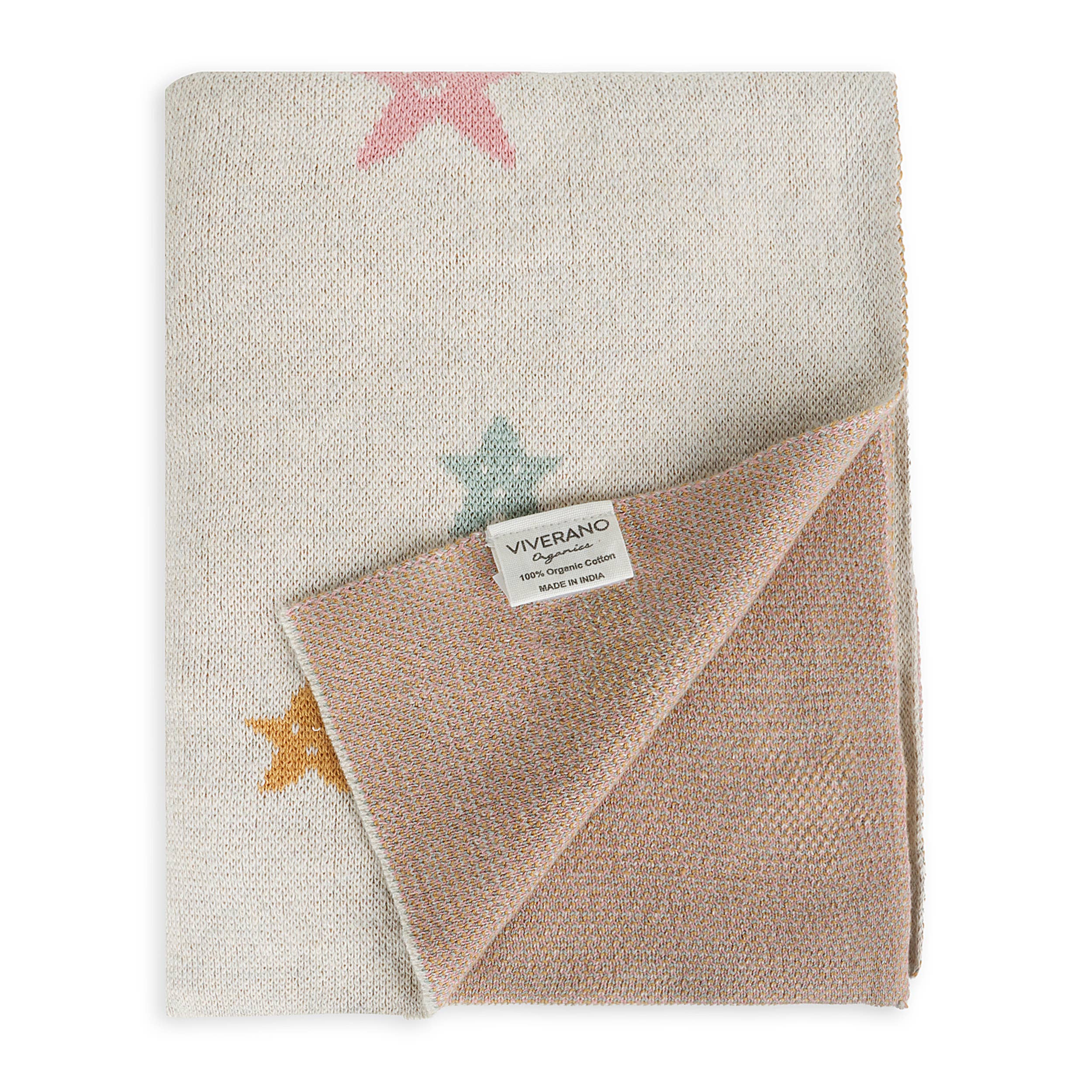 Stars - Organic Cotton Jacquard Sweater Knit Baby Blanket: One Size