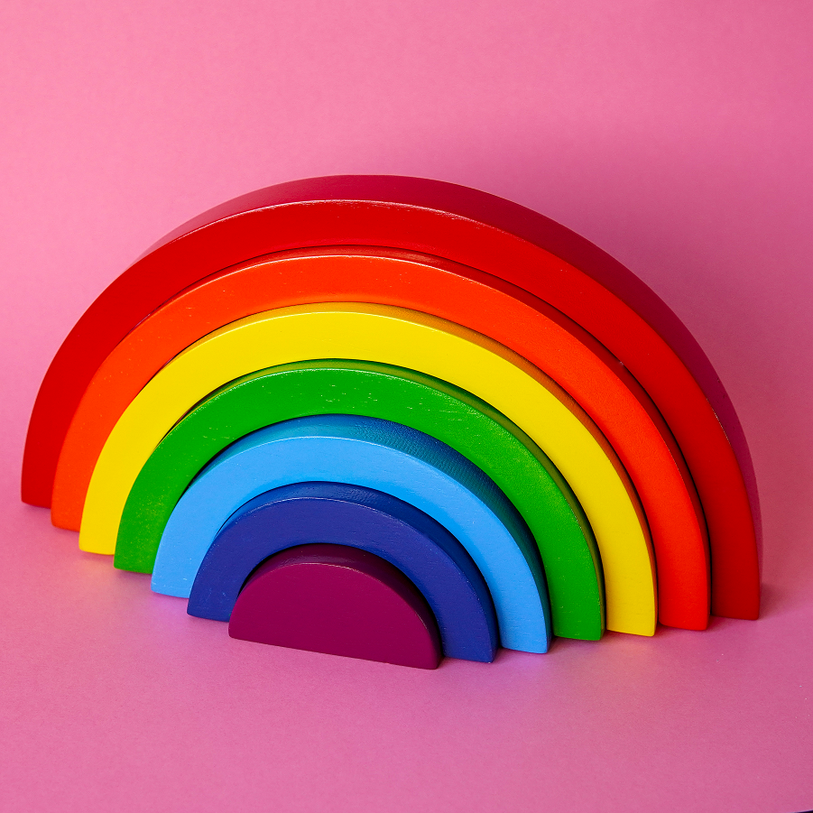 Wooden Rainbow Toy, Fair Trade & Handmade in bright colours