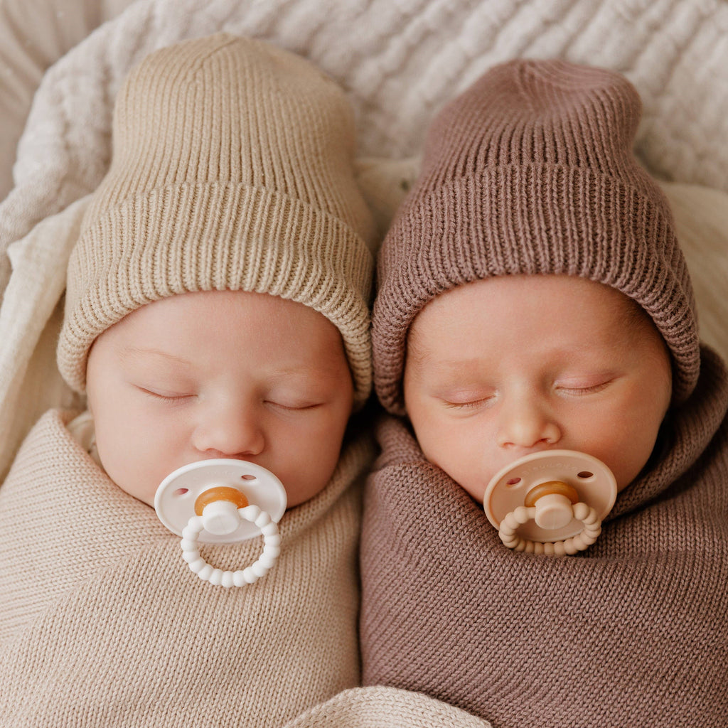 Luladream Pacifiers - Natural Rubber Nipple: Camel + Cream + Clips