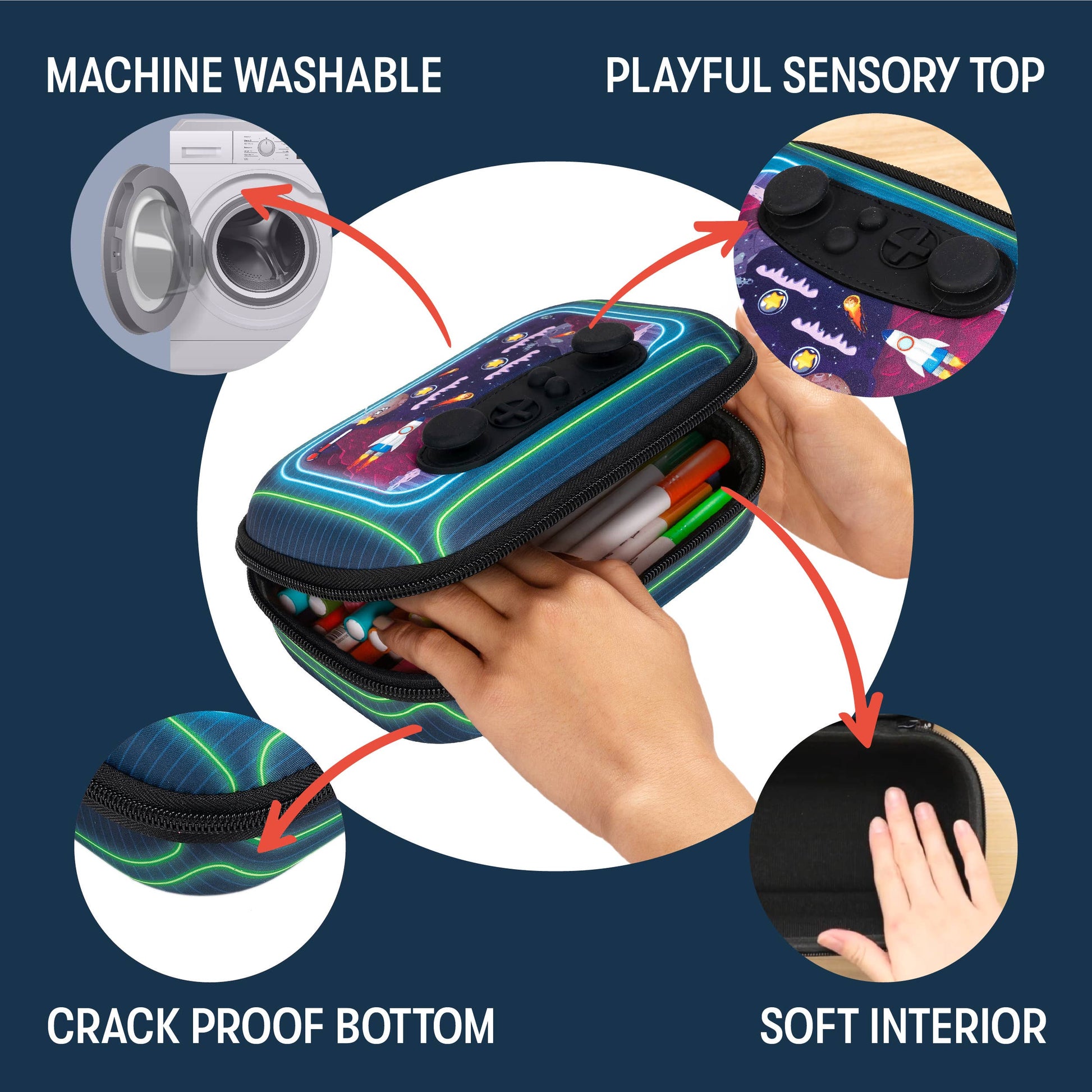 ZIPIT Gamer Pencil Case for Boys, Joystick Pencil Box: Car Race
