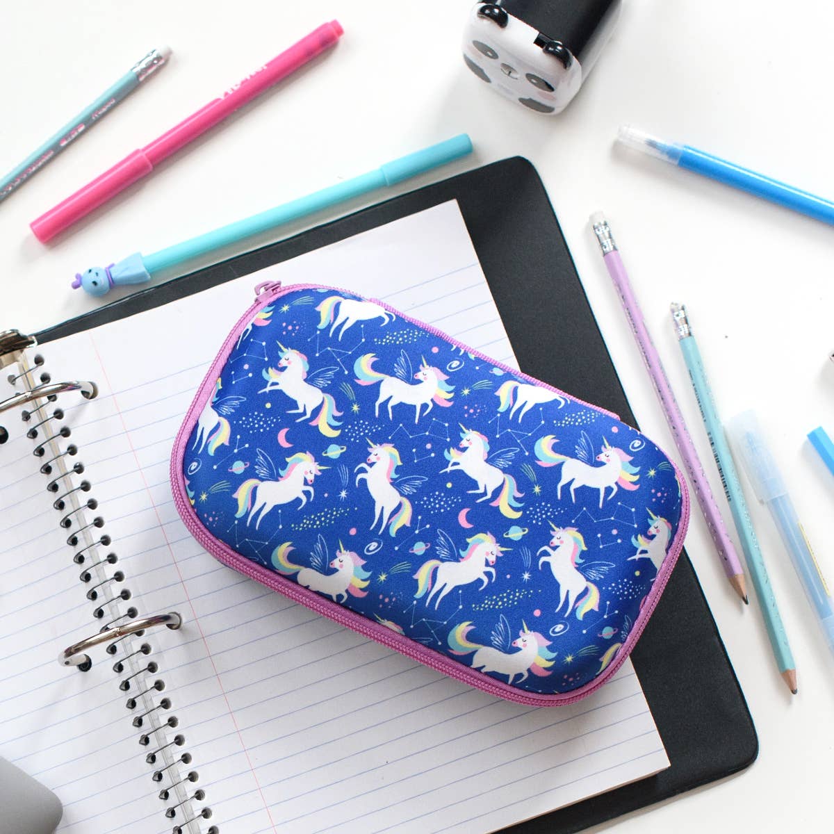 ZIPIT Colorz Storage Box, Pencil Box, Blue Unicorns